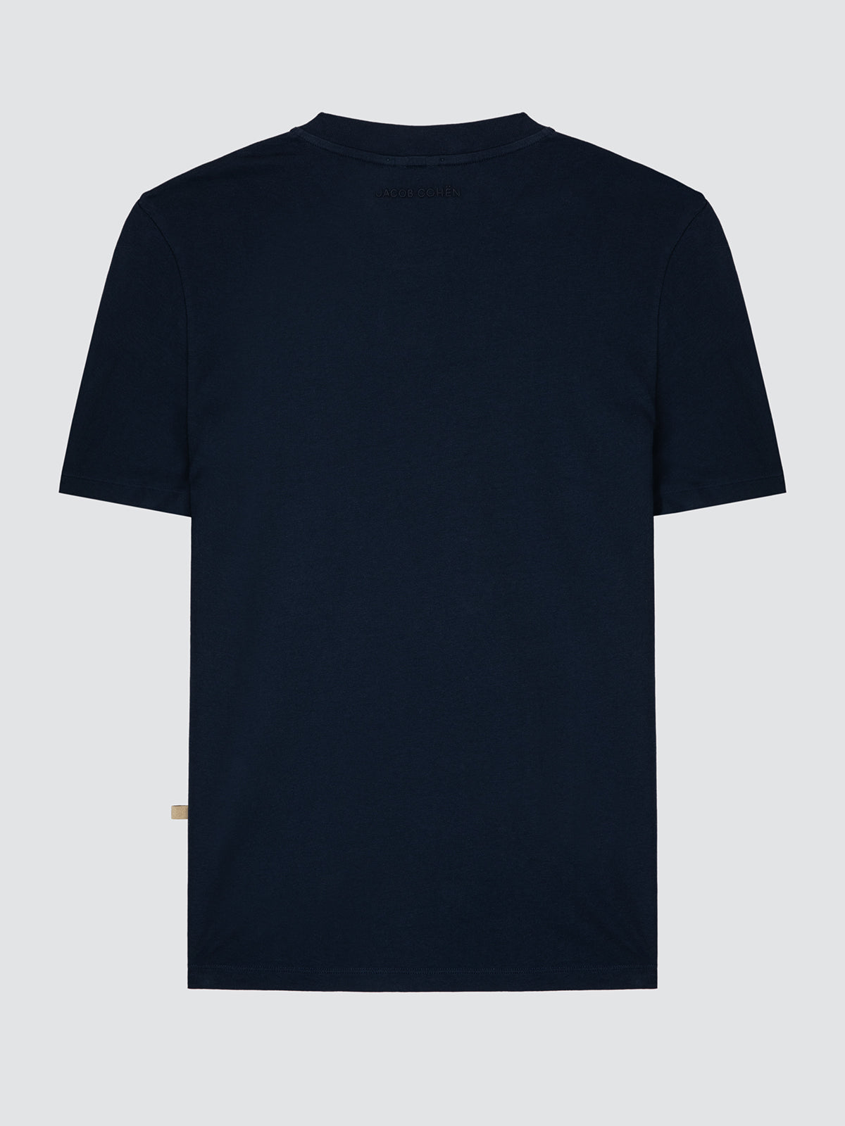 Navy Blue Cotton Jersey T-Shirt with Embroidery