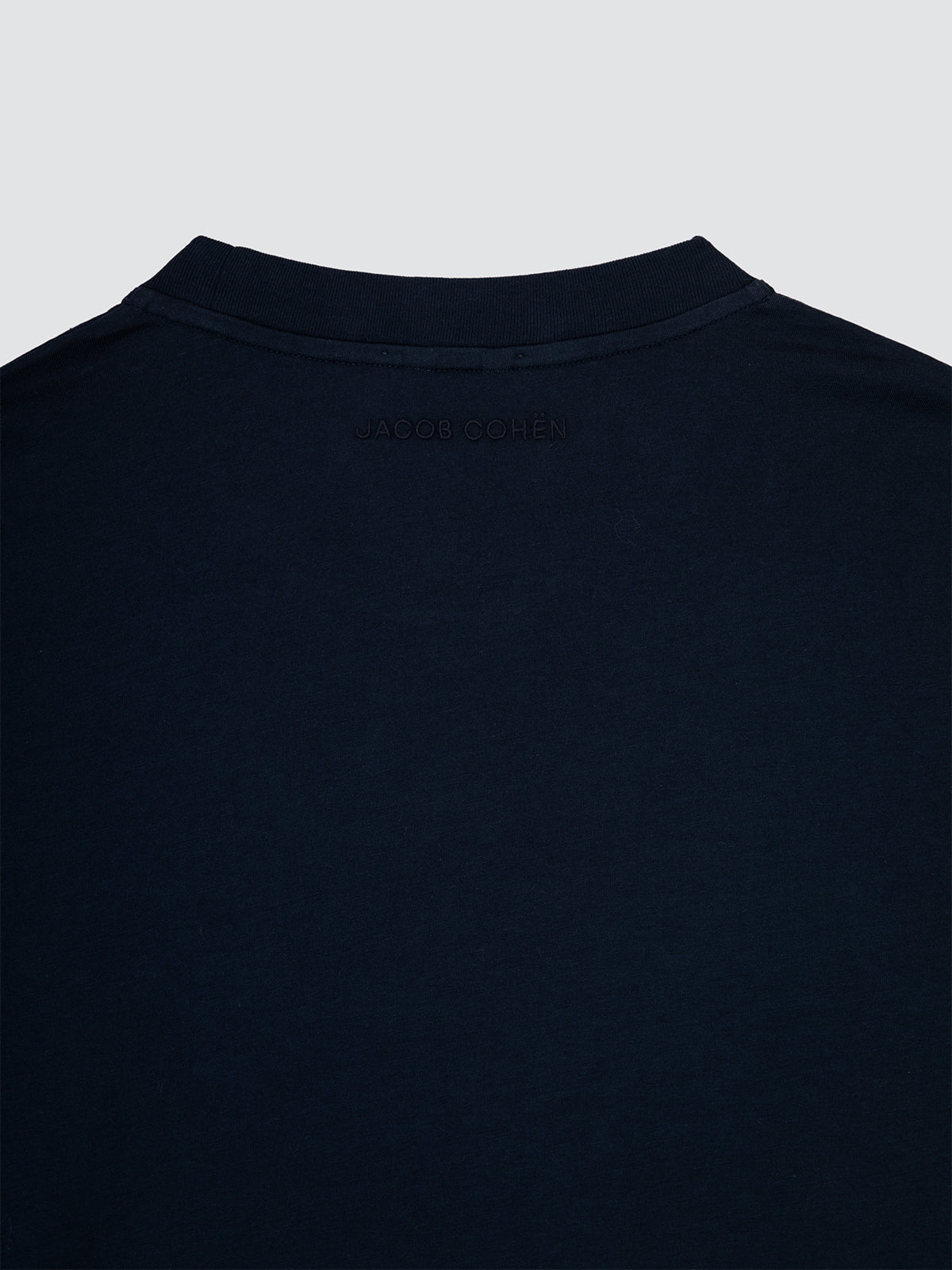 Navy Blue Cotton Jersey T-Shirt with Embroidery