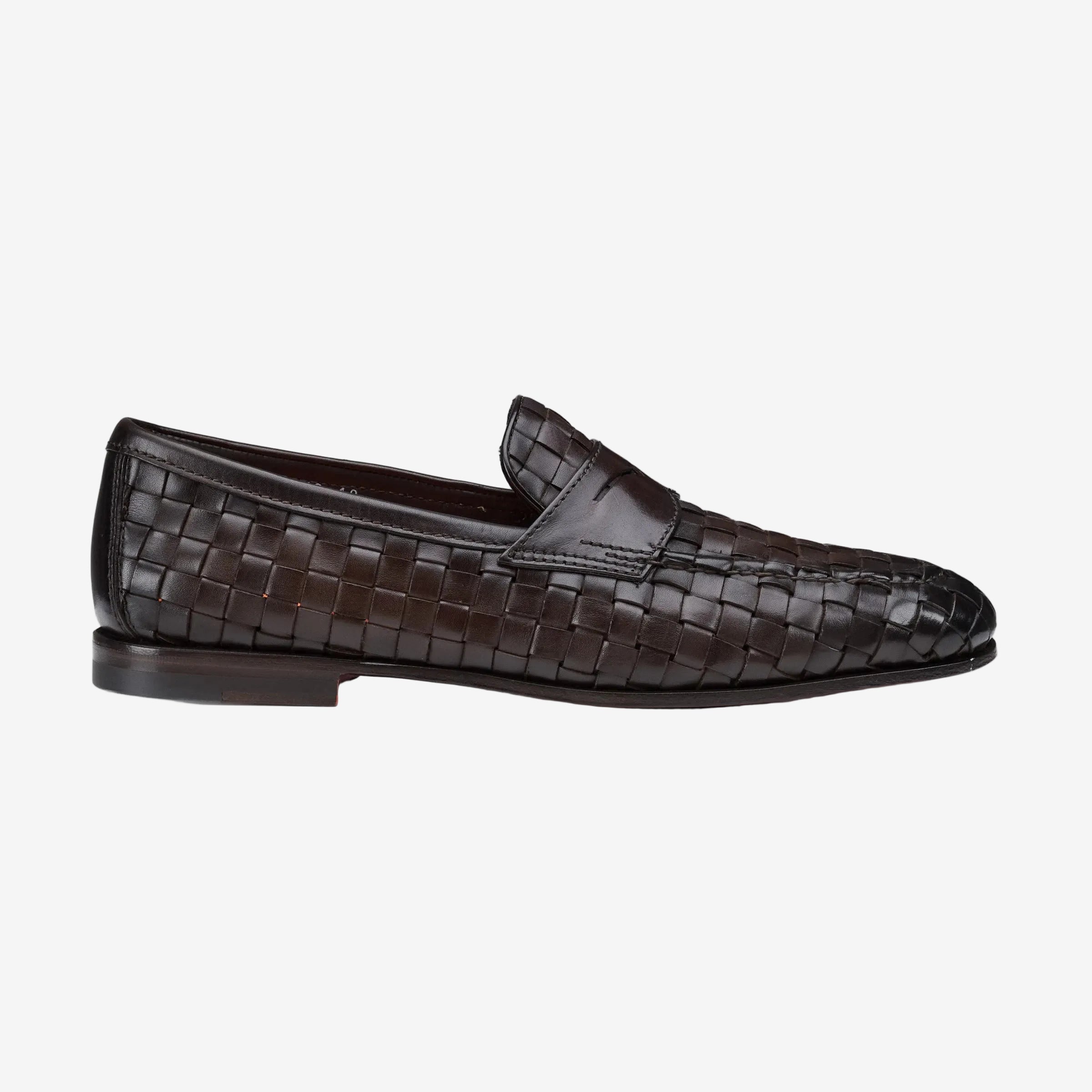 Dark Brown Woven Leather Carlo Loafer