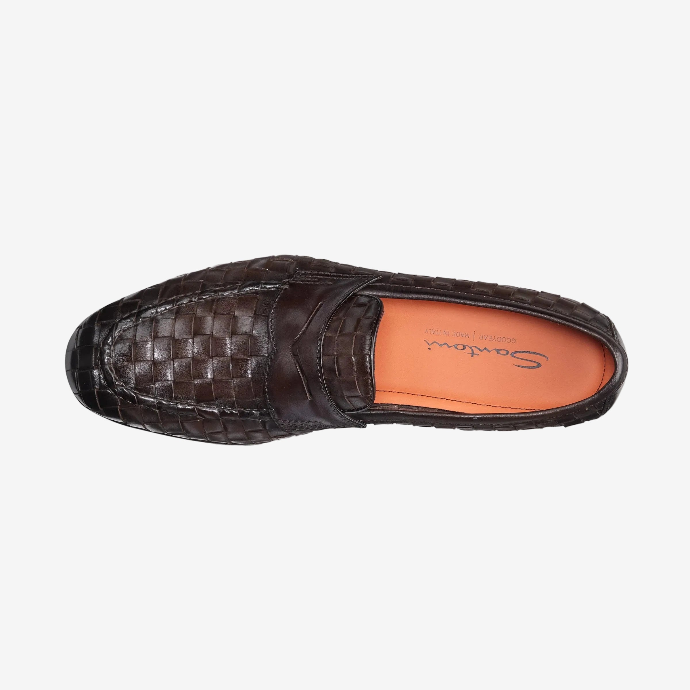 Dark Brown Woven Leather Carlo Loafer