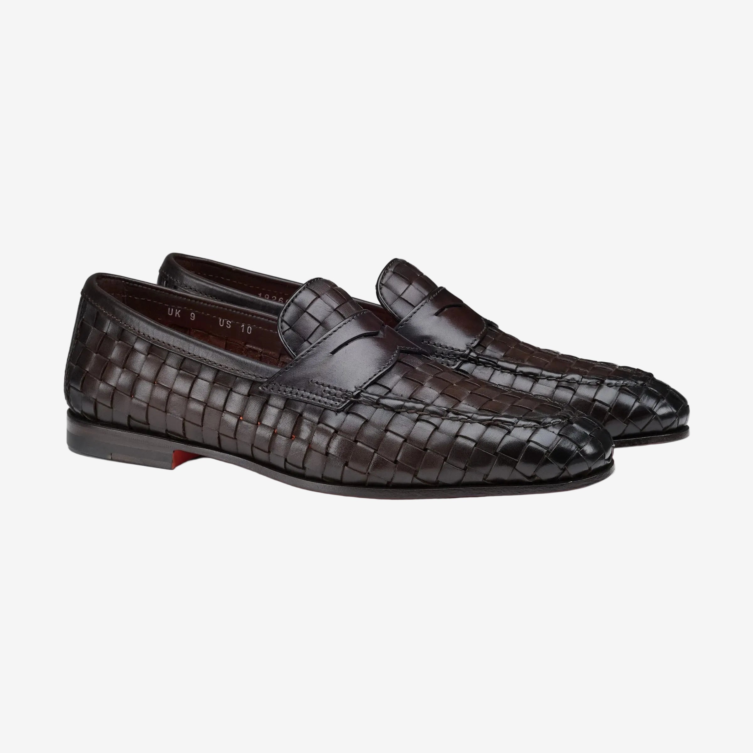 Dark Brown Woven Leather Carlo Loafer