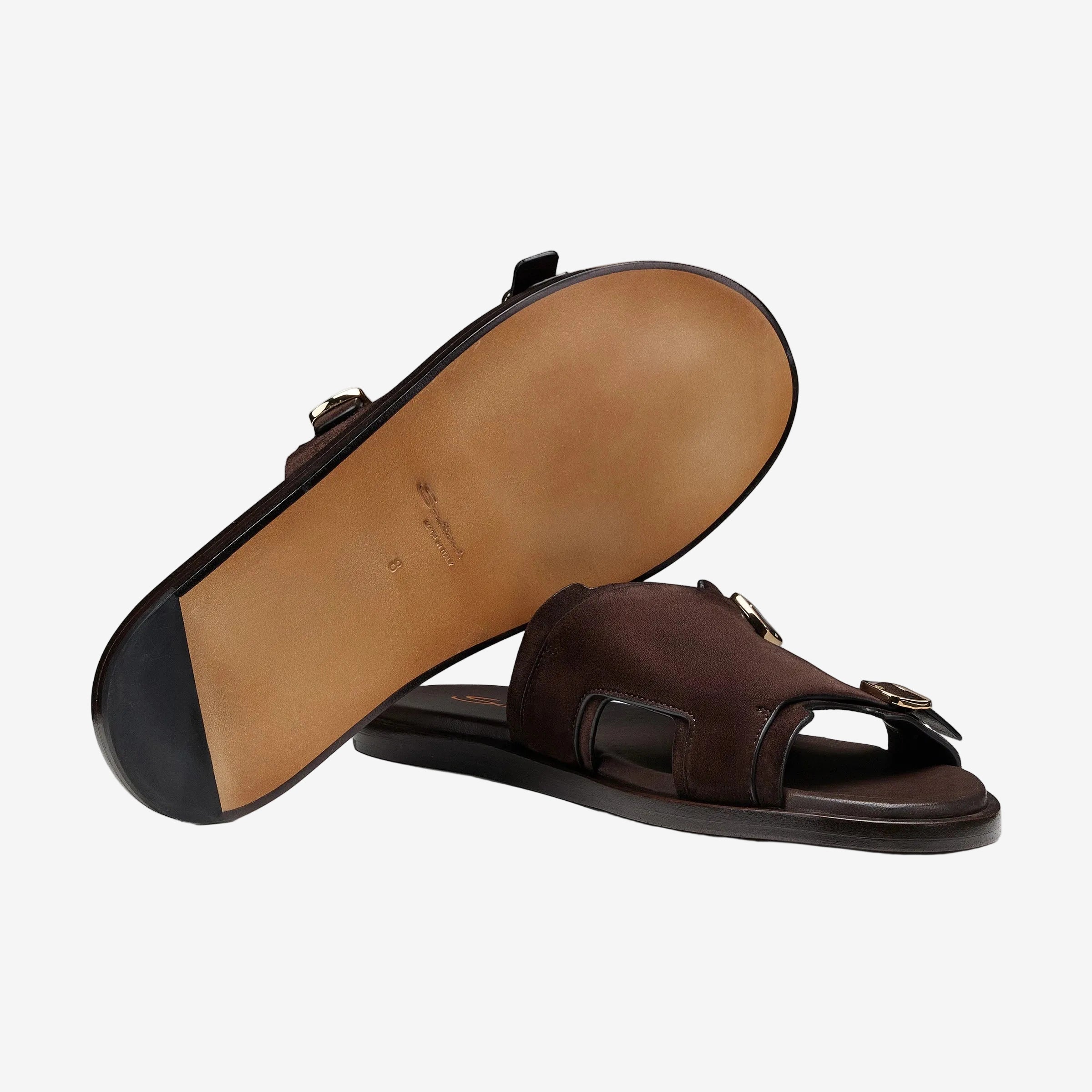 Sandales Double Boucle Suede marron Foncé