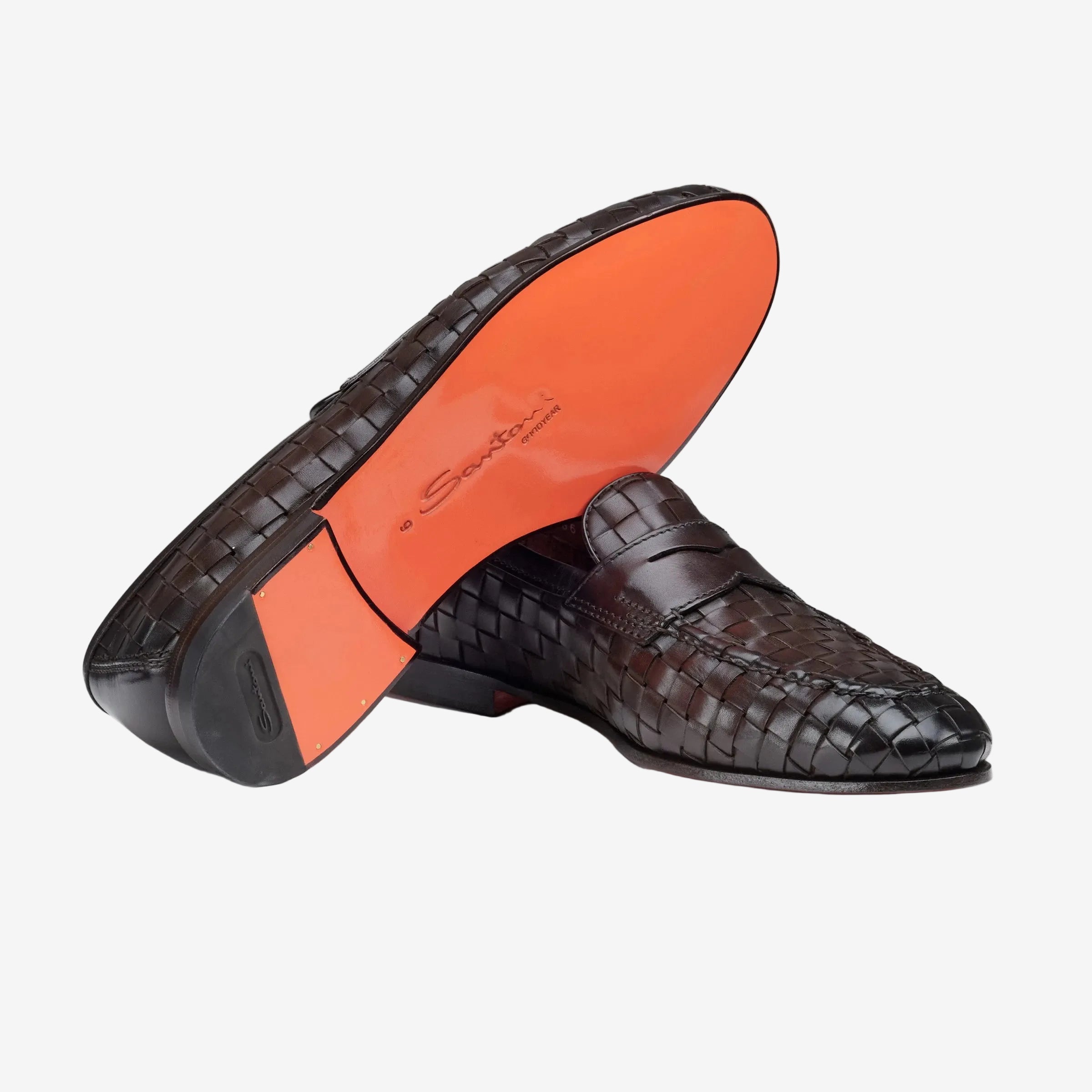 Dark Brown Woven Leather Carlo Loafer
