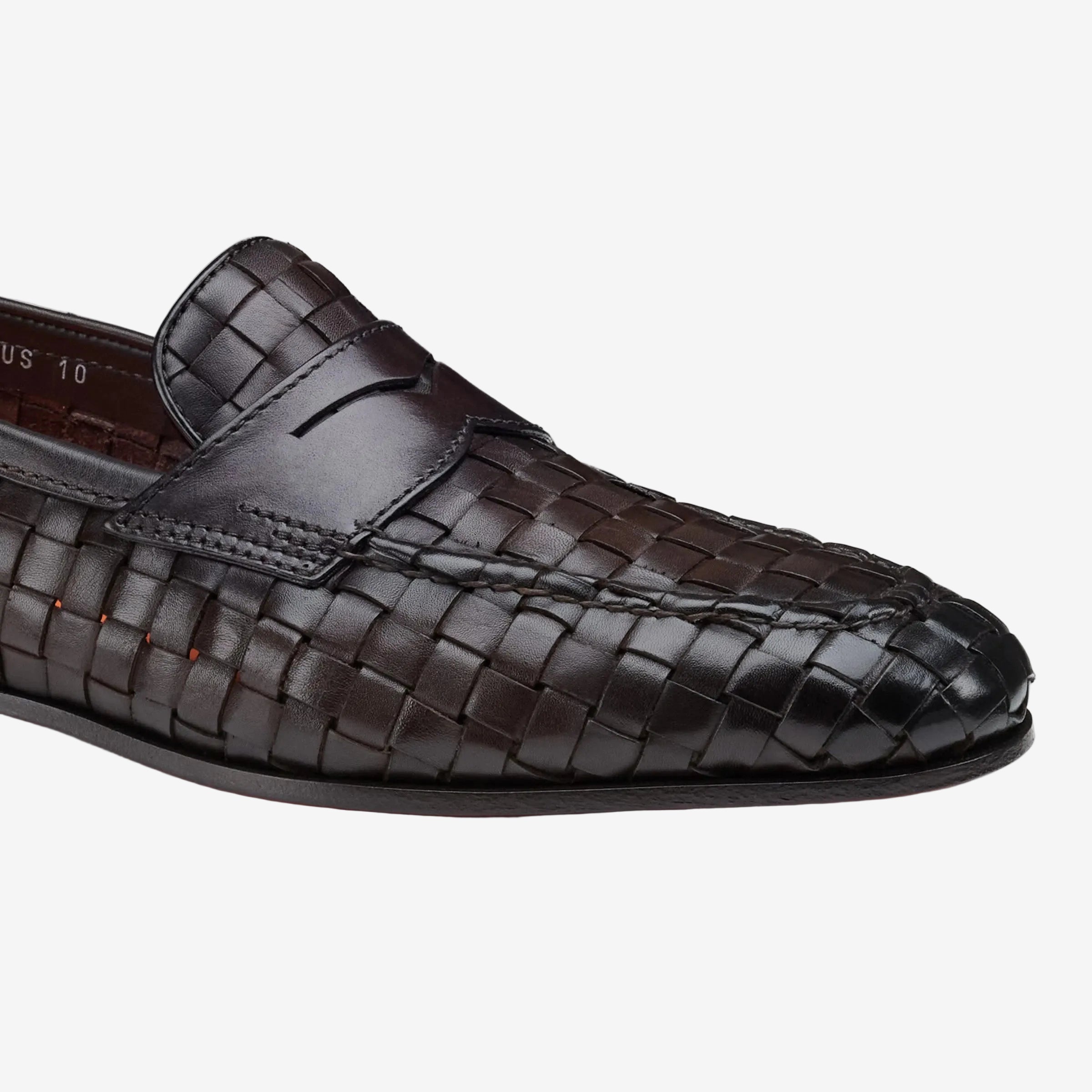 Dark Brown Woven Leather Carlo Loafer