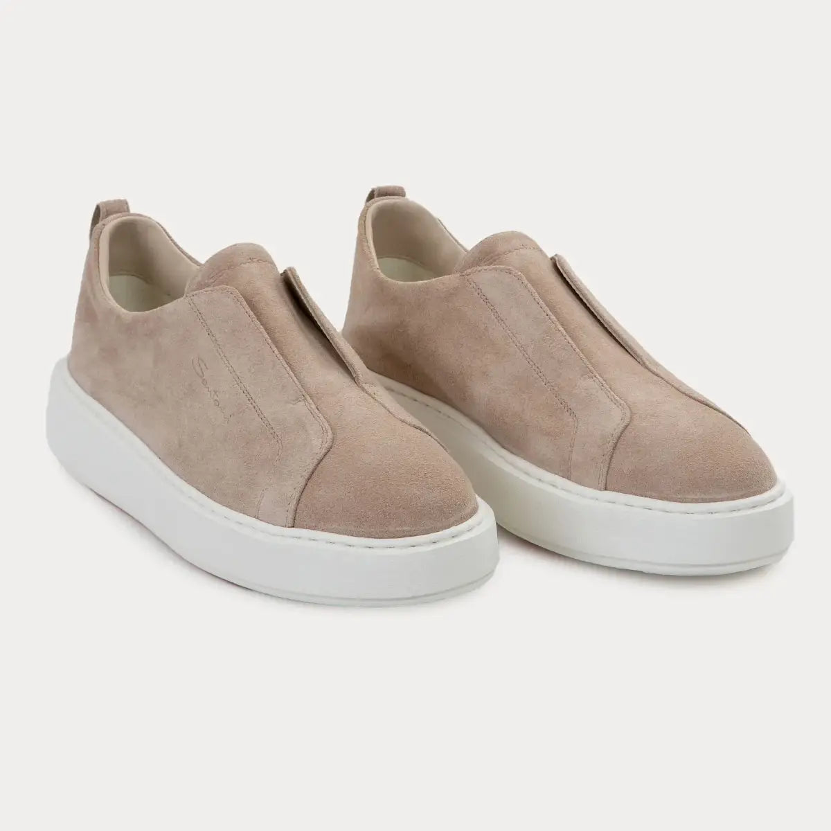 Beige Suede Slip-On Sneakers