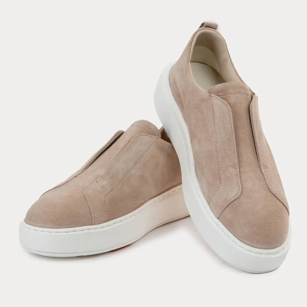 Beige Suede Slip-On Sneakers