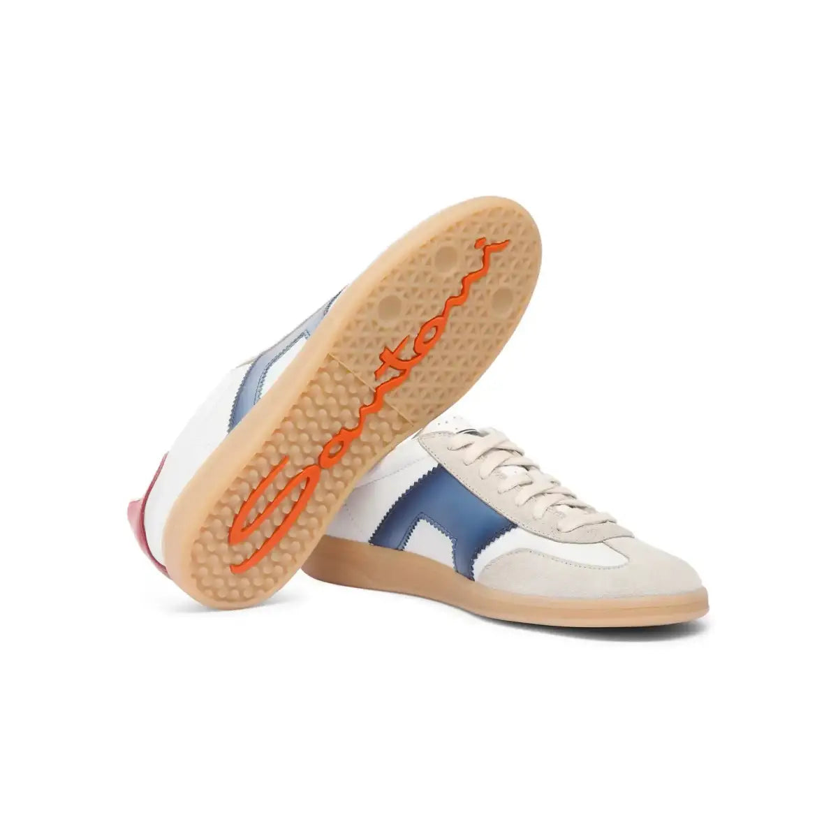 White Panelled Leather Sneakers