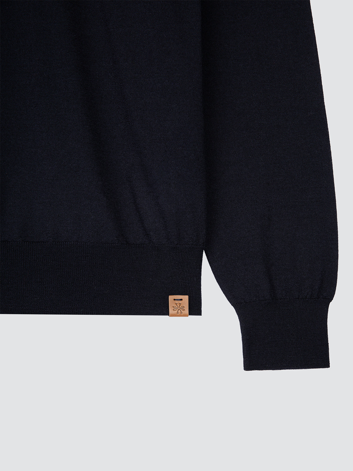 Long Sleeve Sweater in Navy Blue Wool and Silk