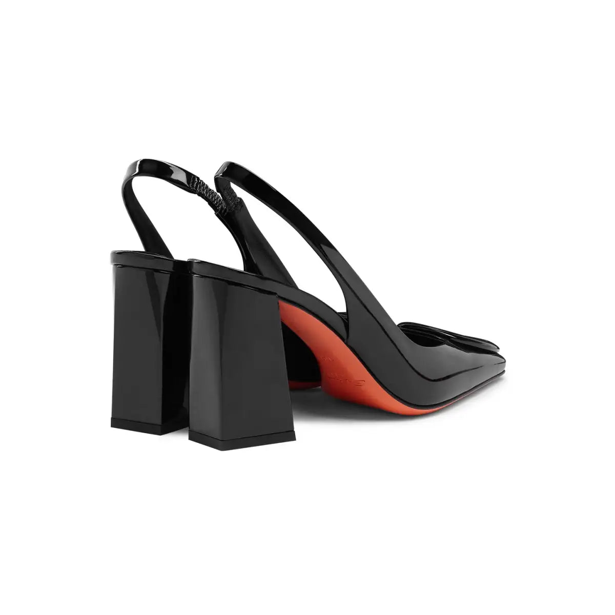 Slingback Schwarz Lackleder Mittelhohem Absatz