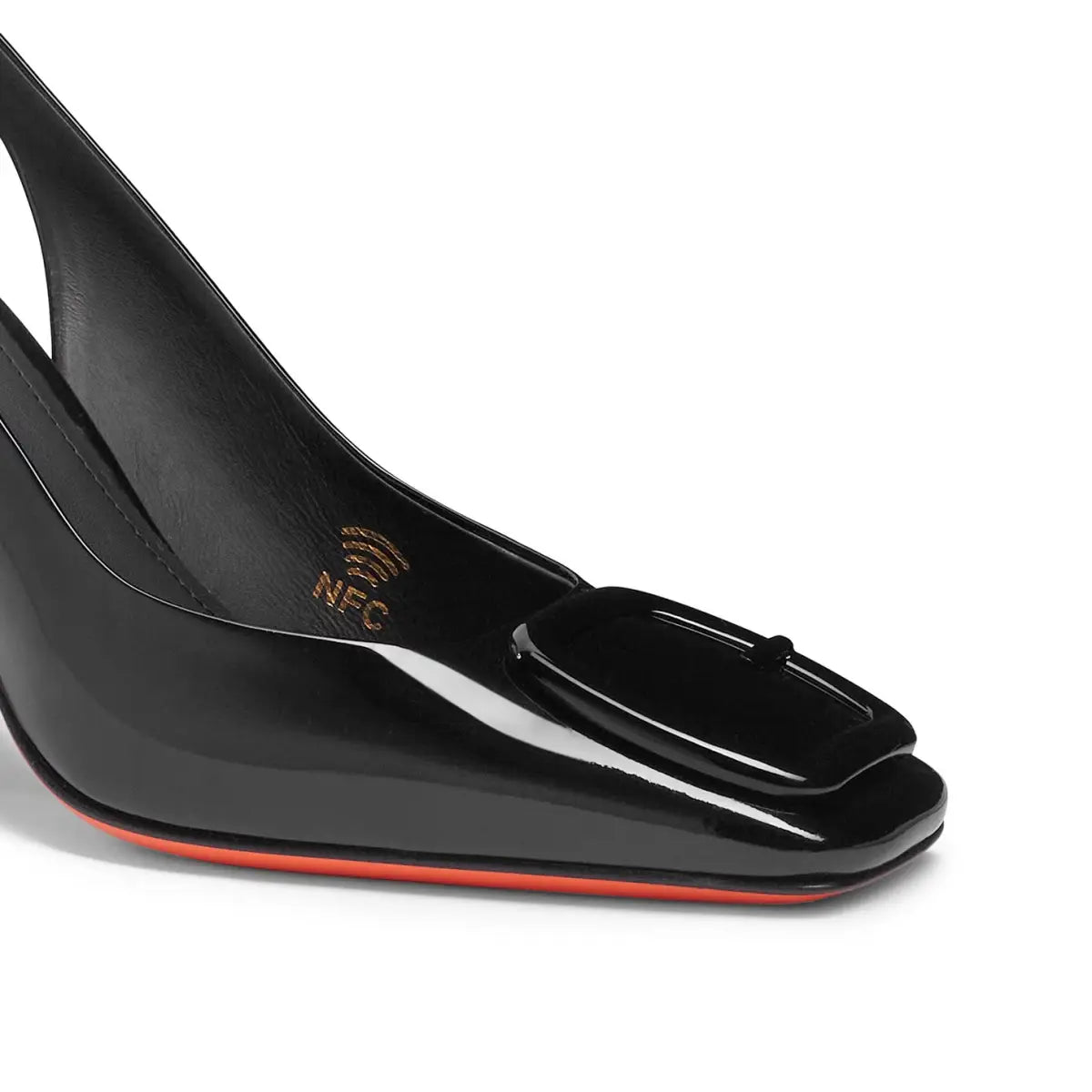 Zwarte Lakleren Hoge Hak Slingback