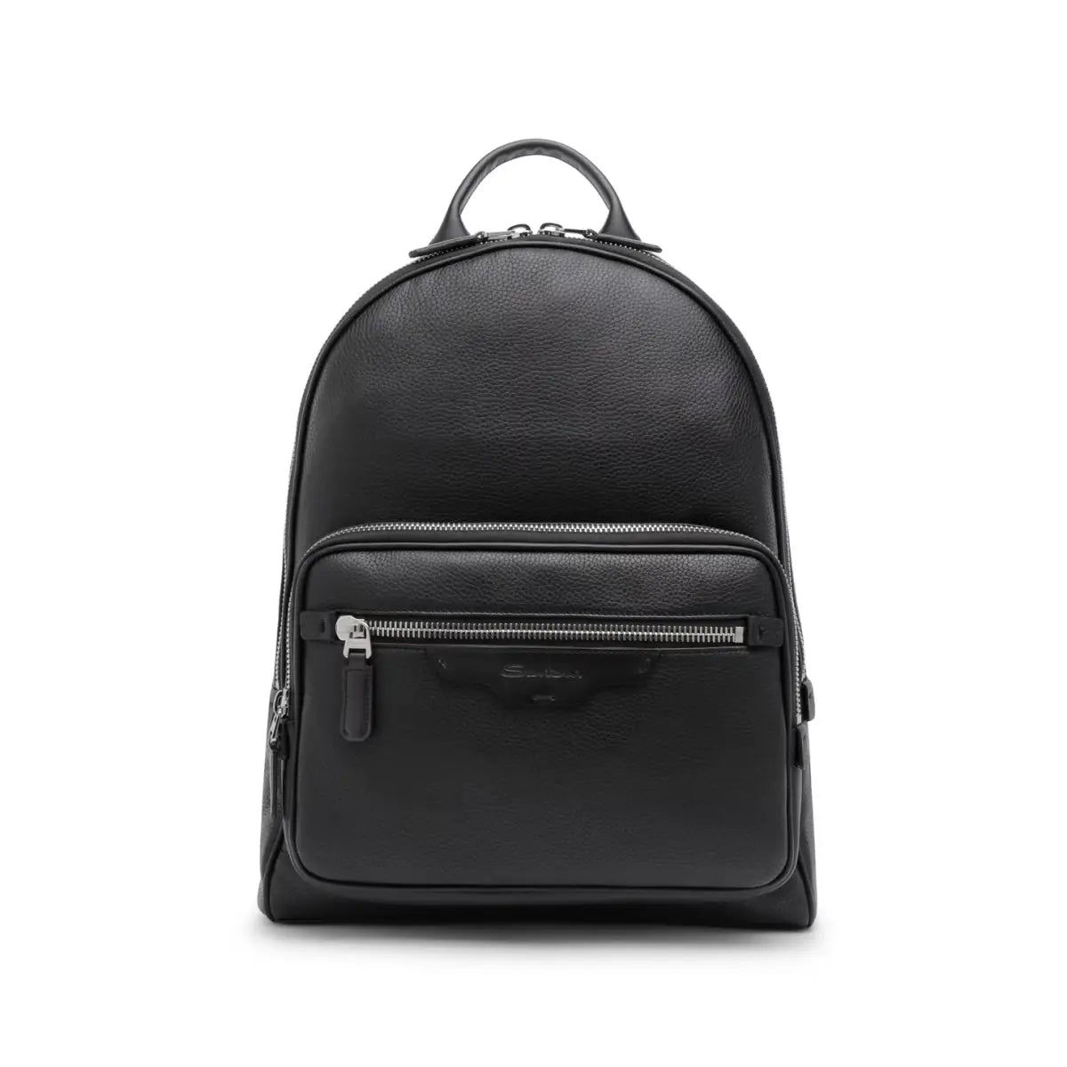 black leather backpack santoni man.