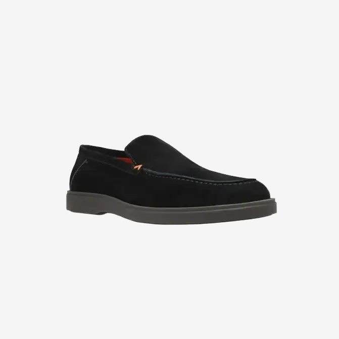 Mocassins suede noir semelle gomme 