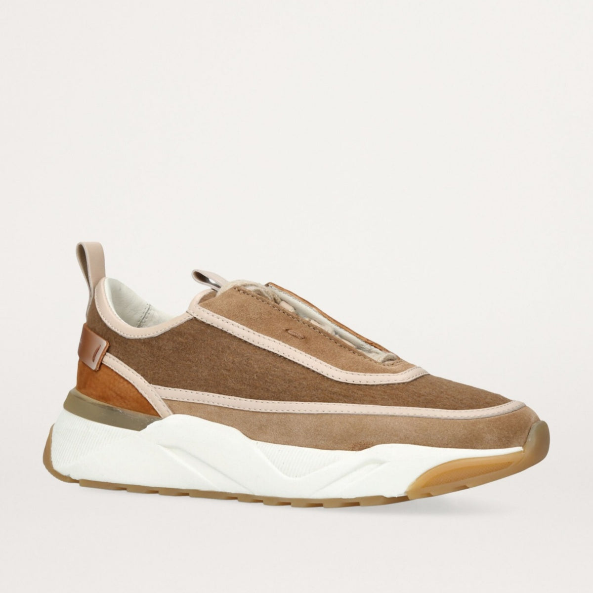 Beige leather yoko slip-on sneakers