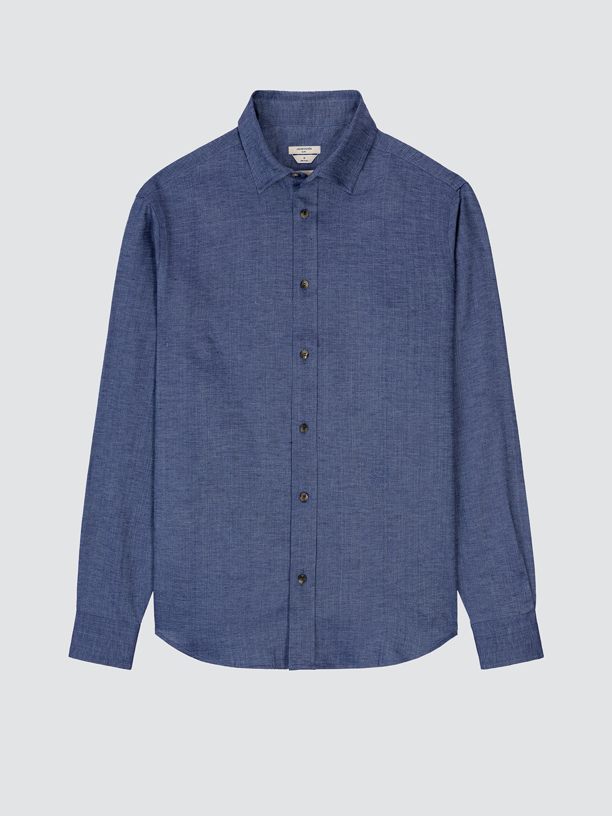 Blue button-up linen shirt Jacob Cohen on a light gray background
