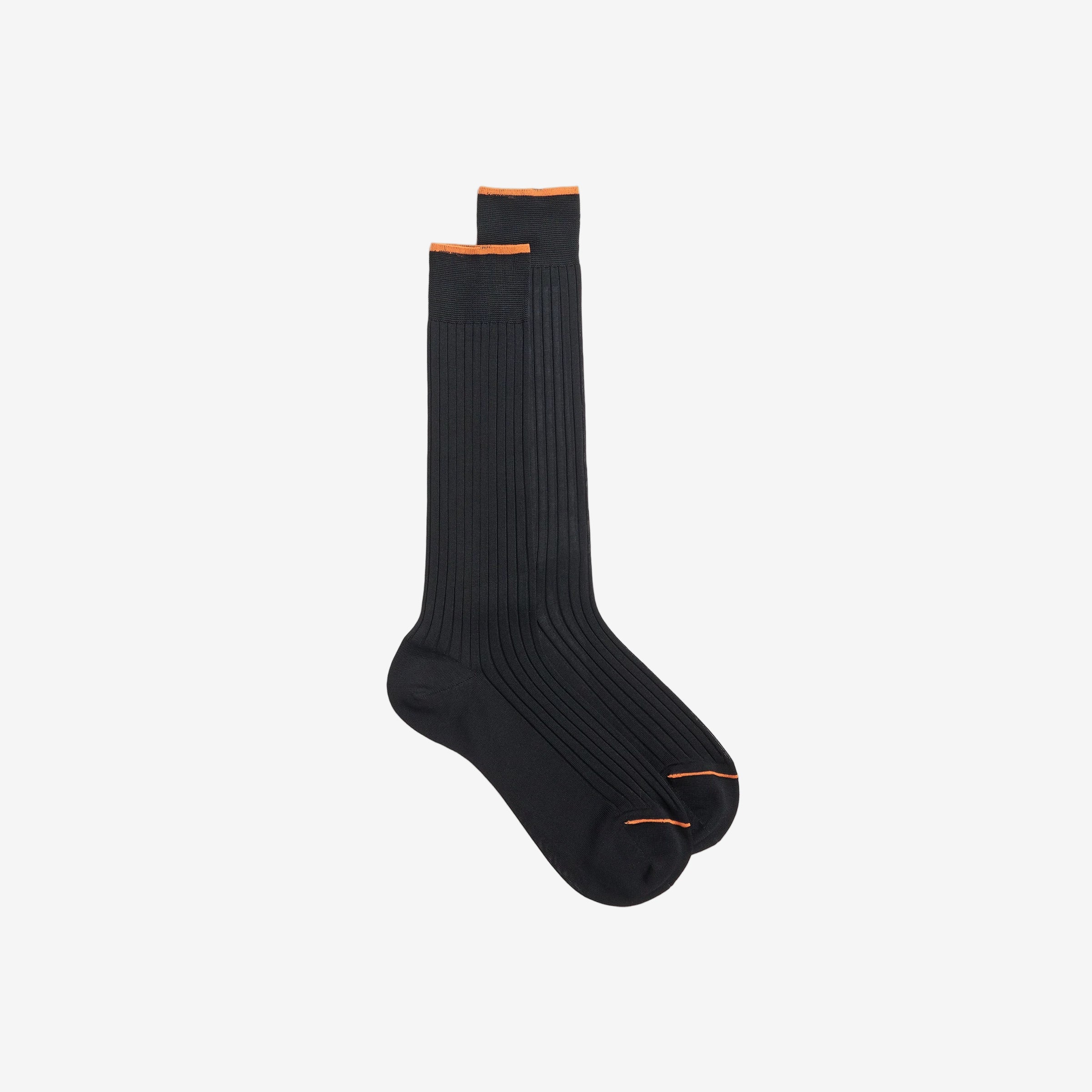 Black mercerised cotton crew socks