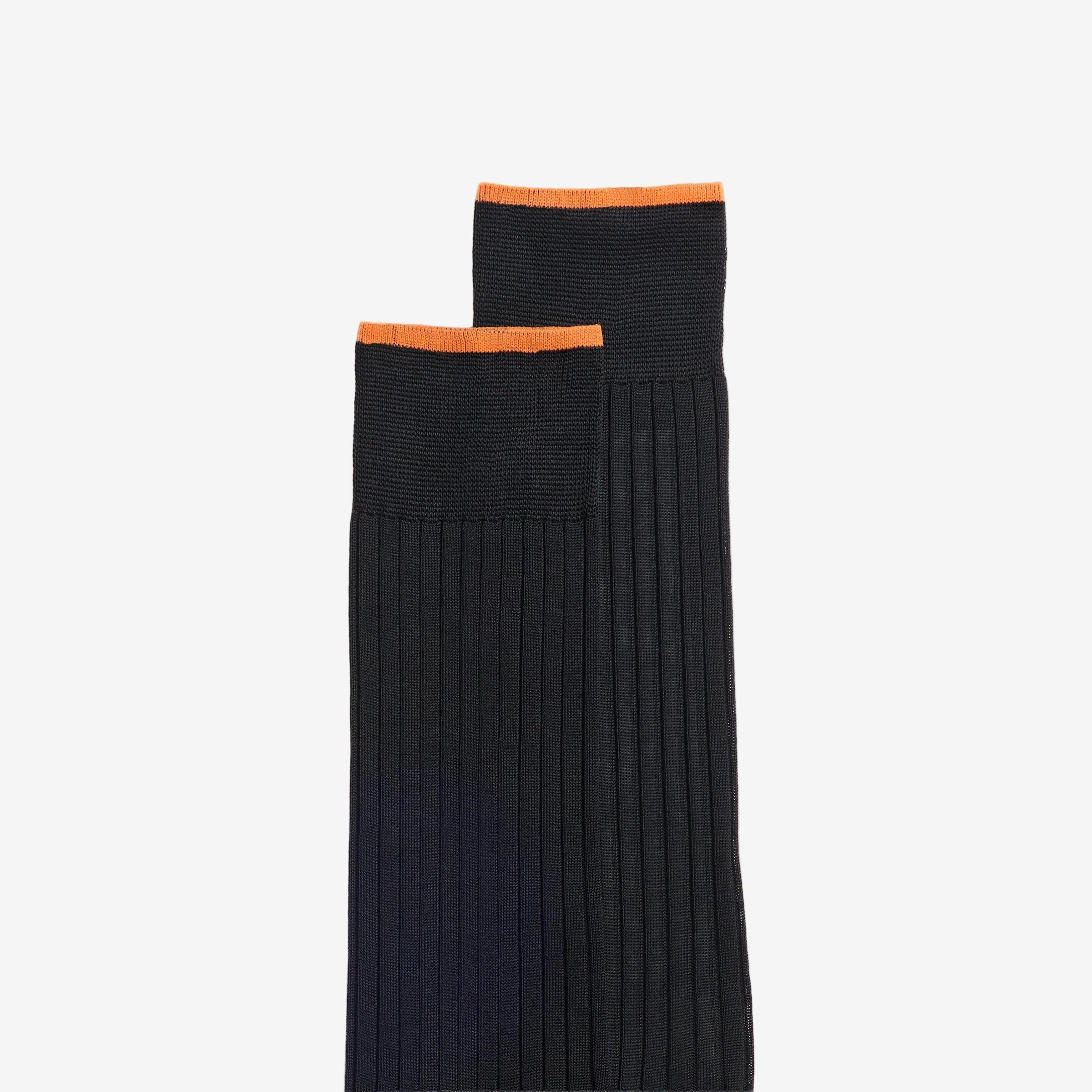 Black mercerised cotton crew socks