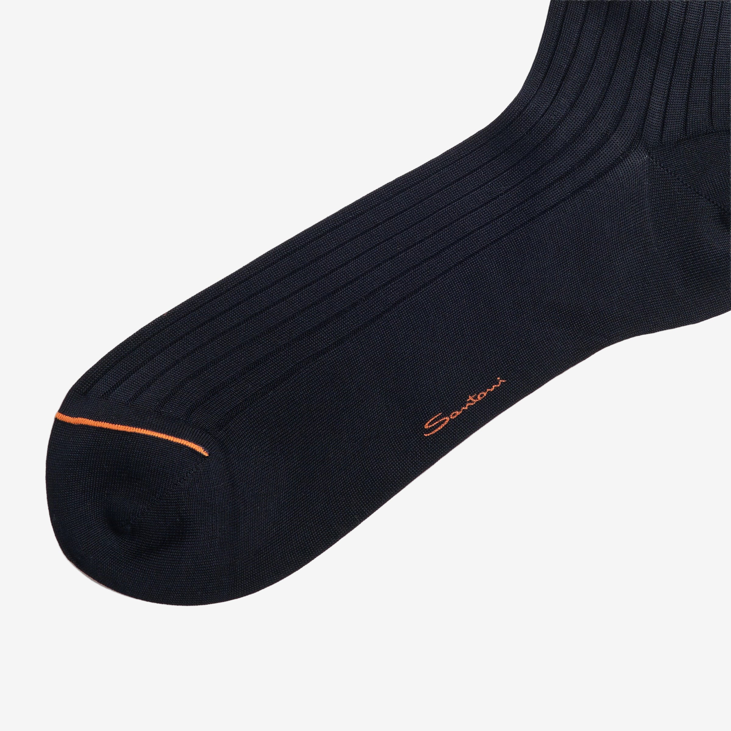Blue mercerised cotton crew socks