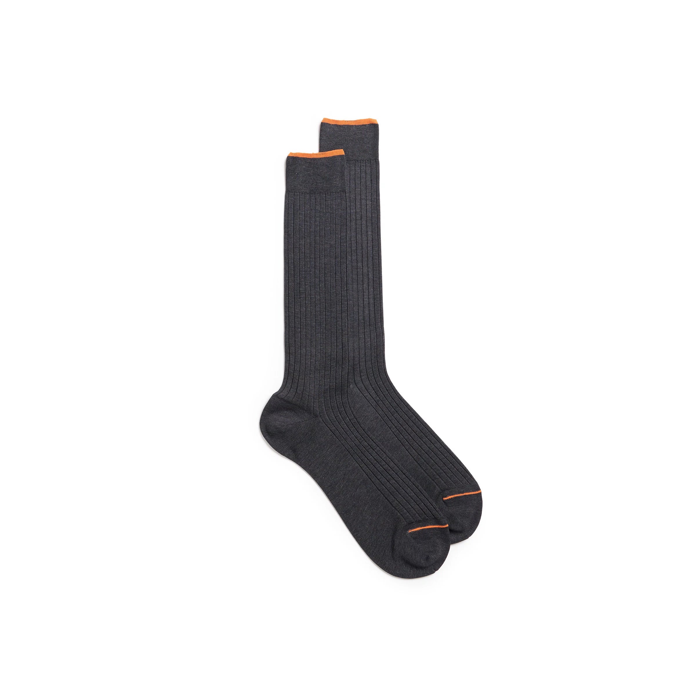 Grey mercerised cotton crew socks