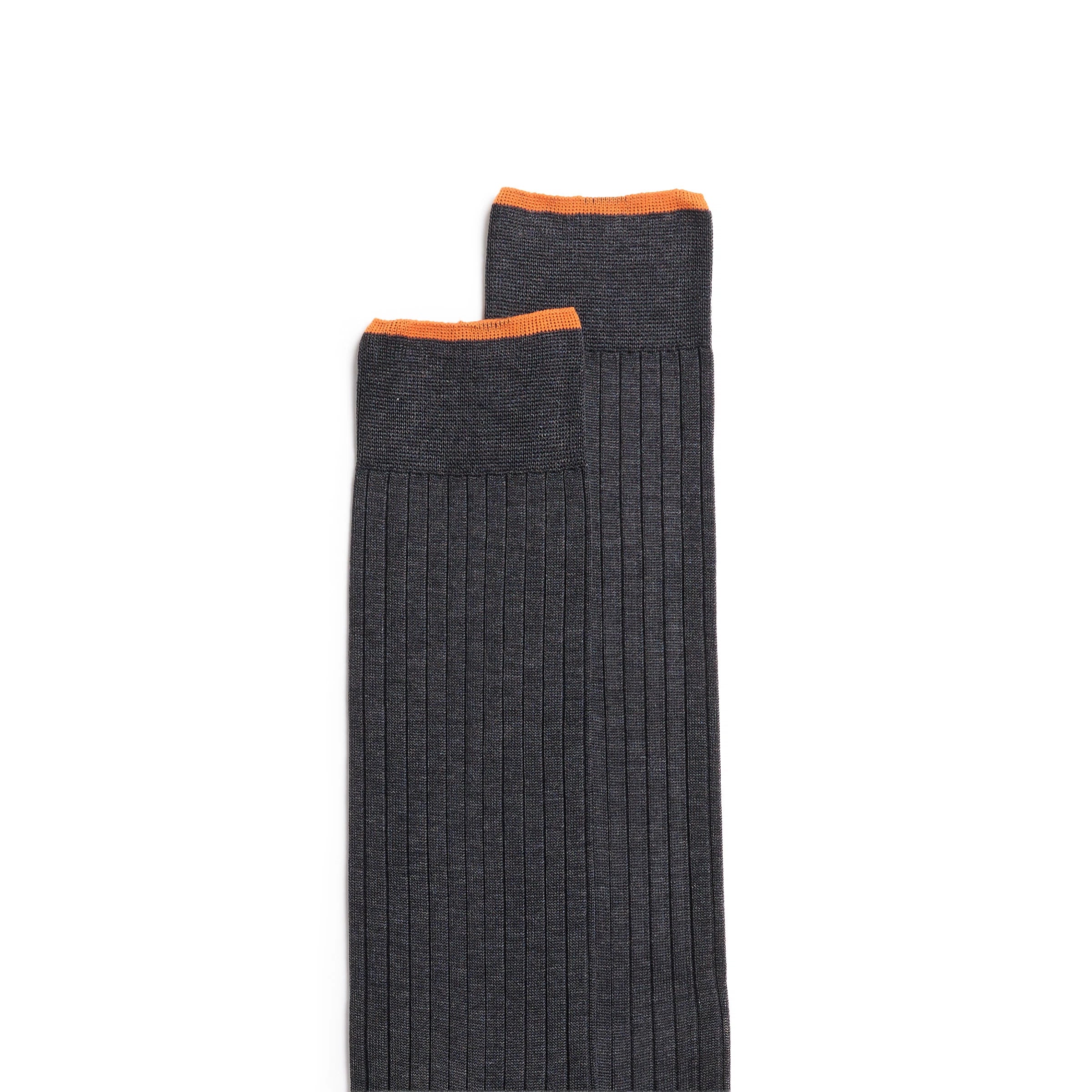 Grey mercerised cotton crew socks