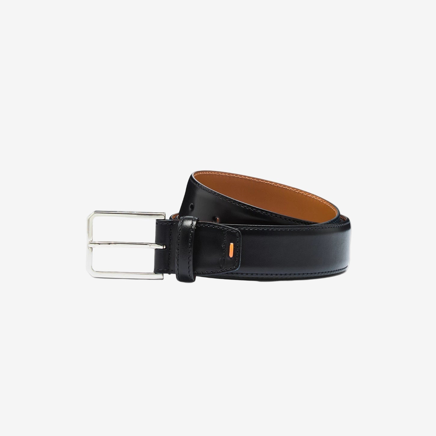 Blue leather adjustable belt
