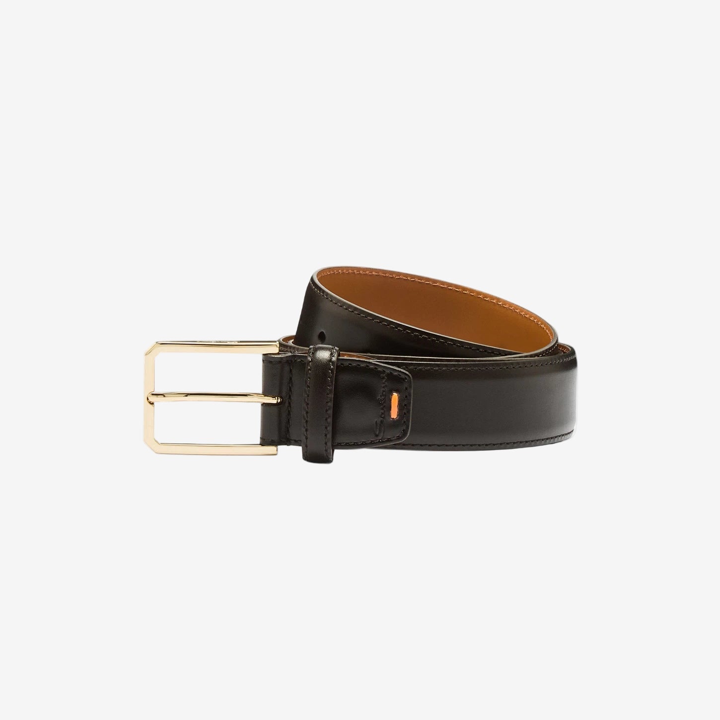 Brown leather adjustable belt