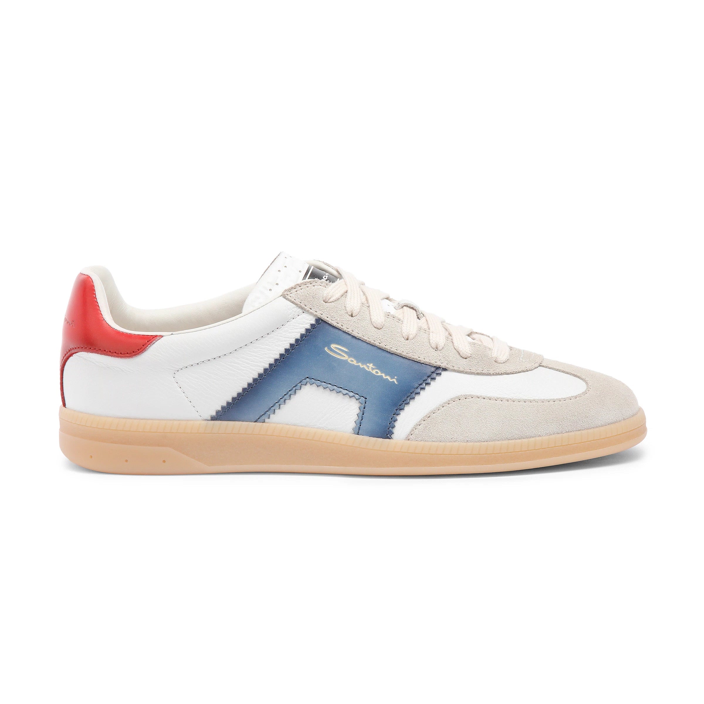 Weiße Getäfelte Leder Sneakers