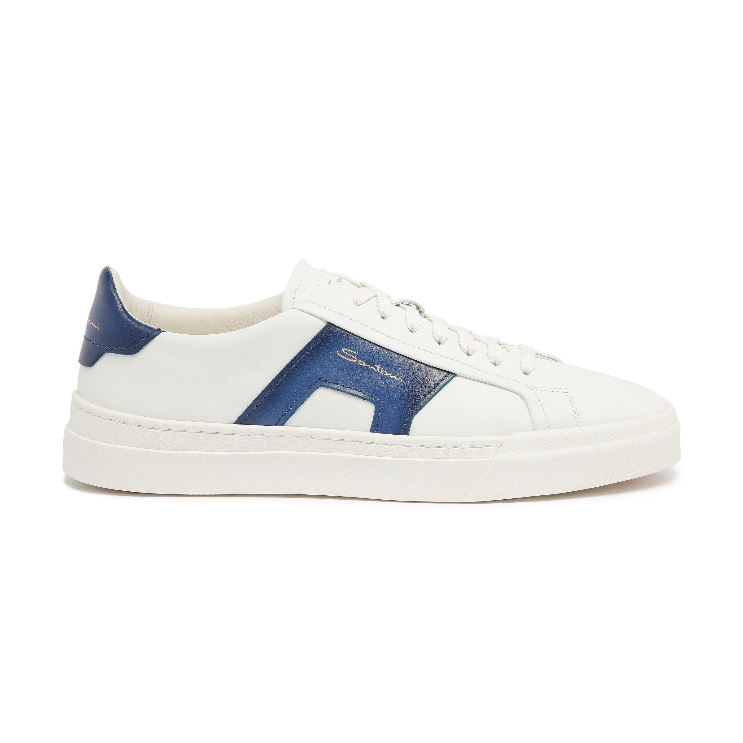 Sneakers Blancas Doble Hebilla Azul