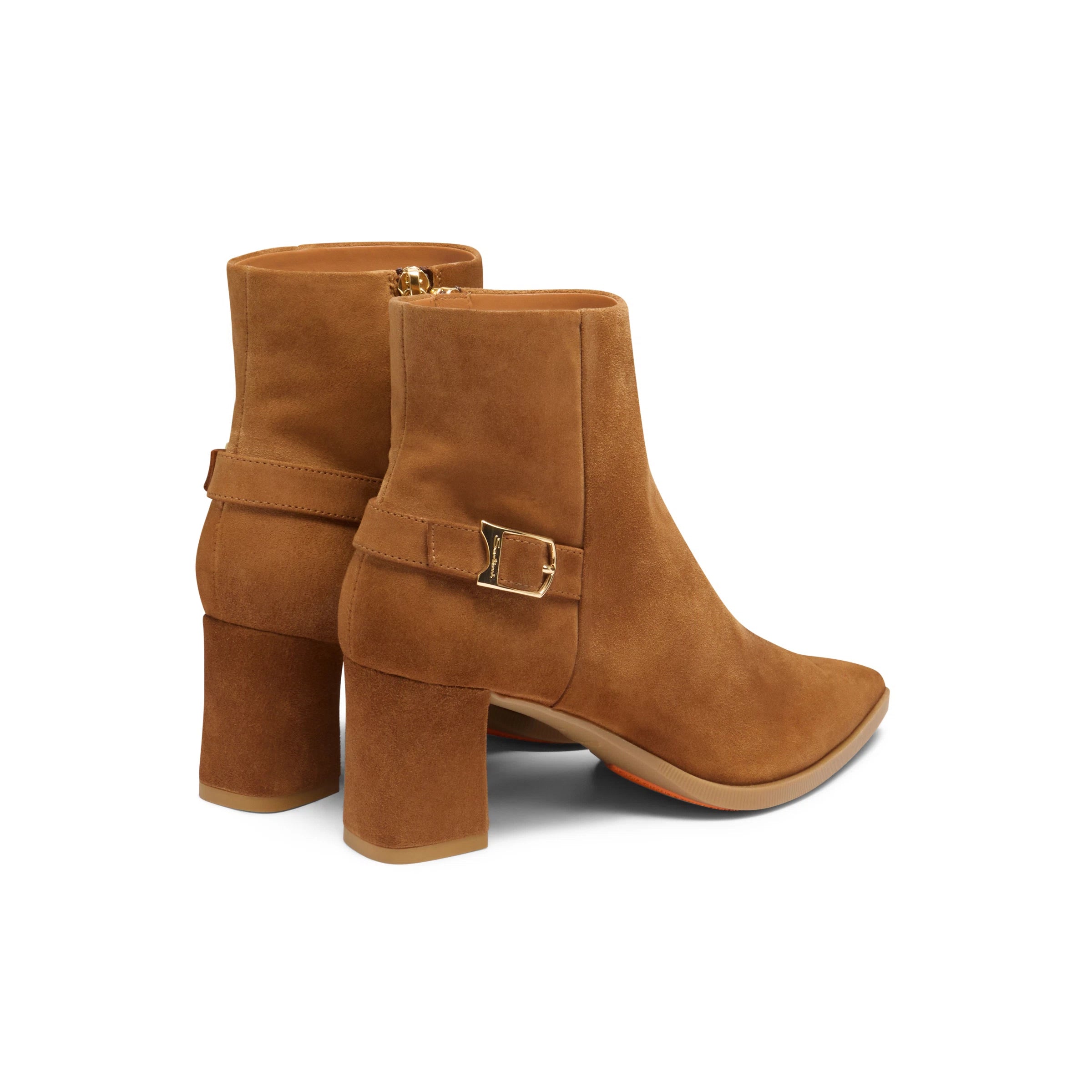 Bruine Suède boots middelhoge hak