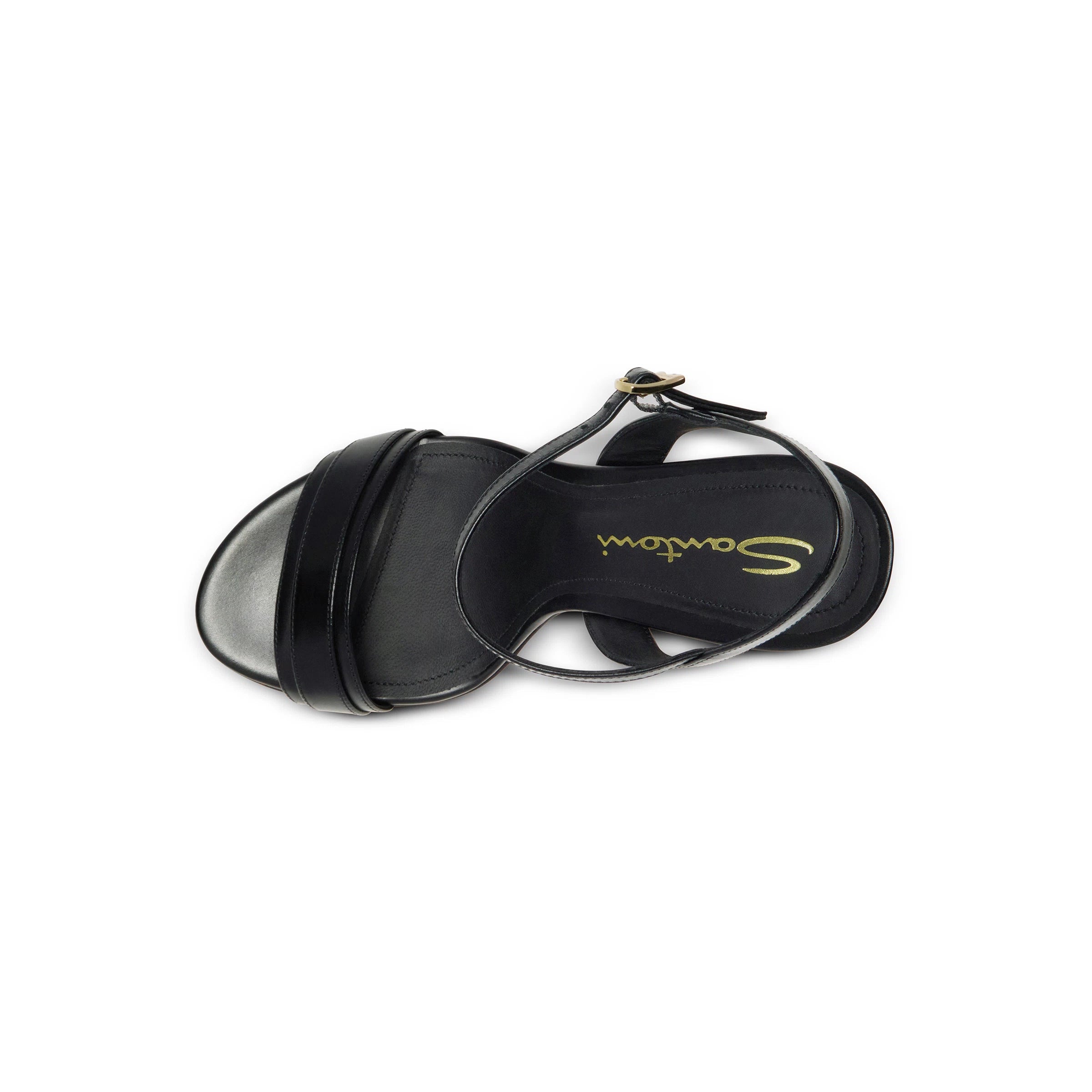 Sandale talons hauts en cuir noir