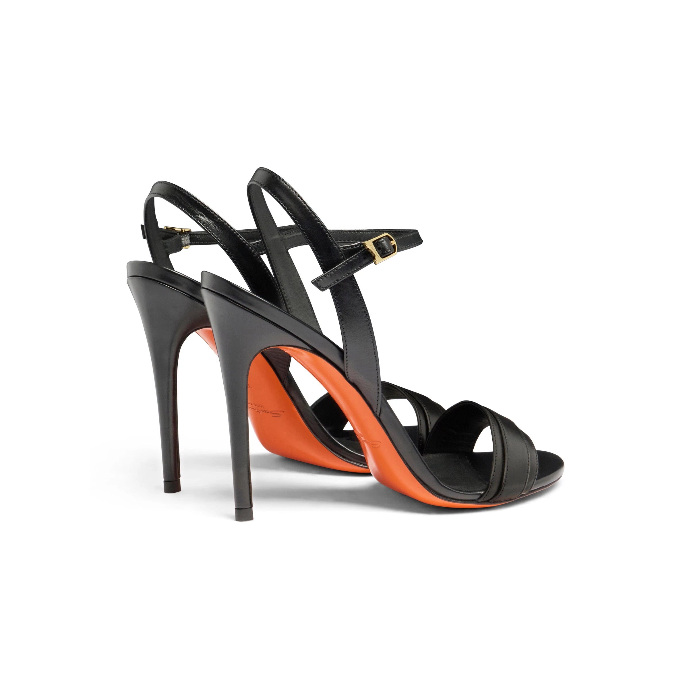 Sandale talons hauts en cuir noir