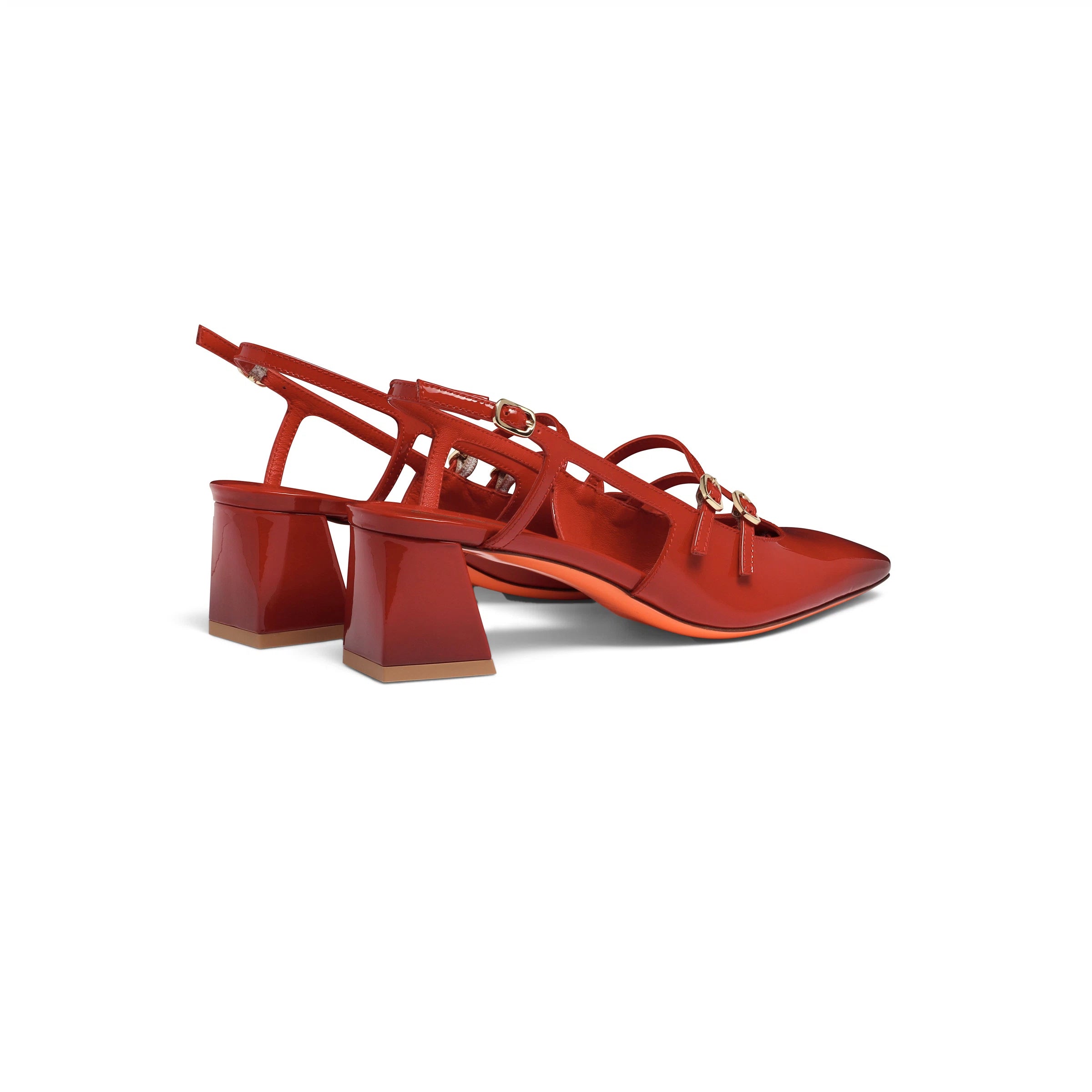 Rode lakleren slingback middelhoge hak
