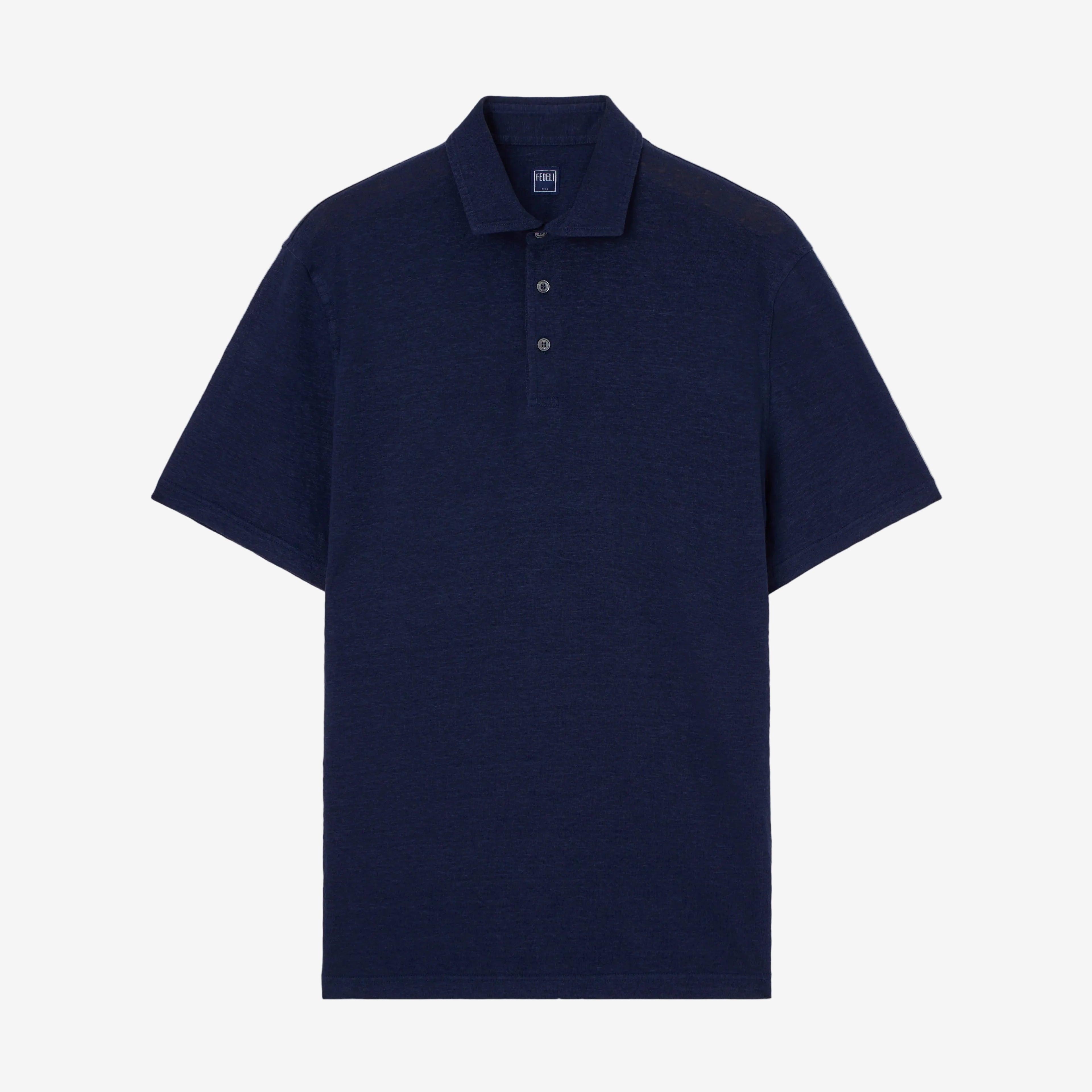 dark blue flex linen polo