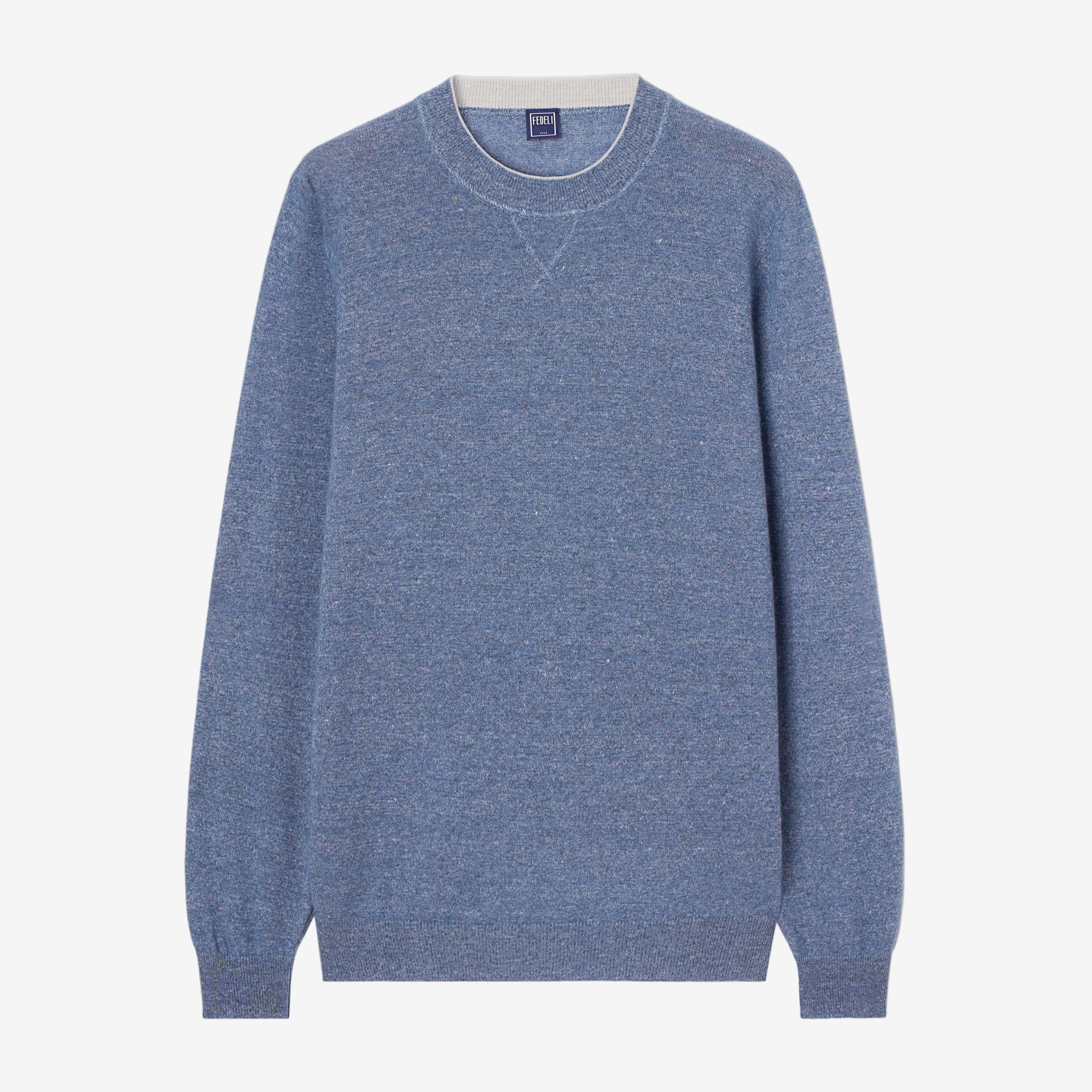 blue cashmere crew neck