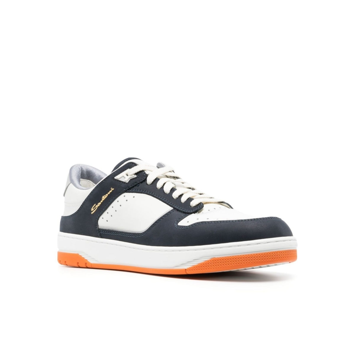 goran white panelled leather sneakers