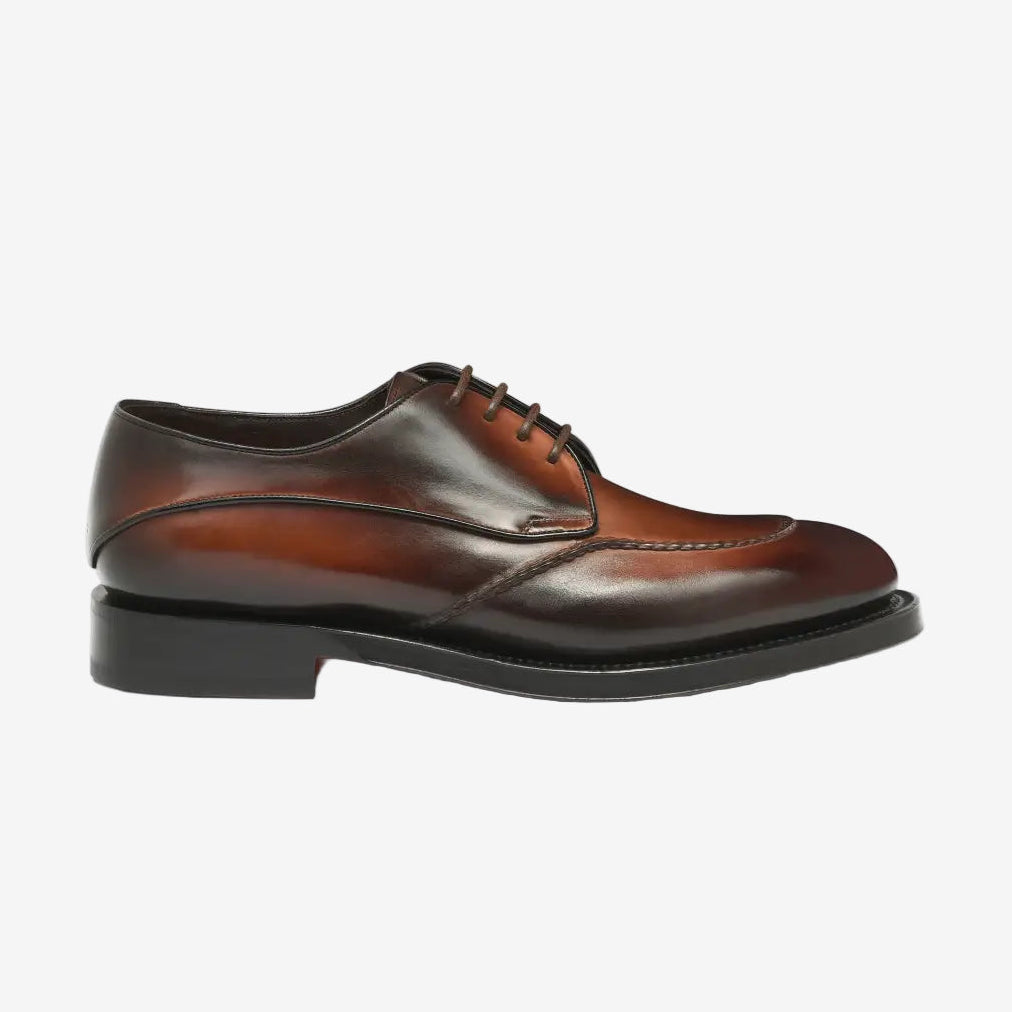 Zapato Derby de piel marrón oscuro