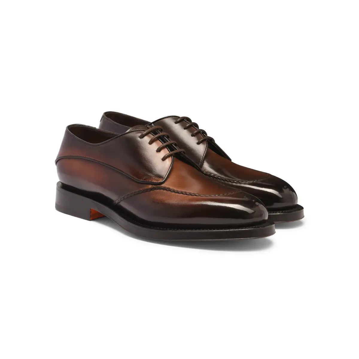 Zapato Derby de piel marrón oscuro