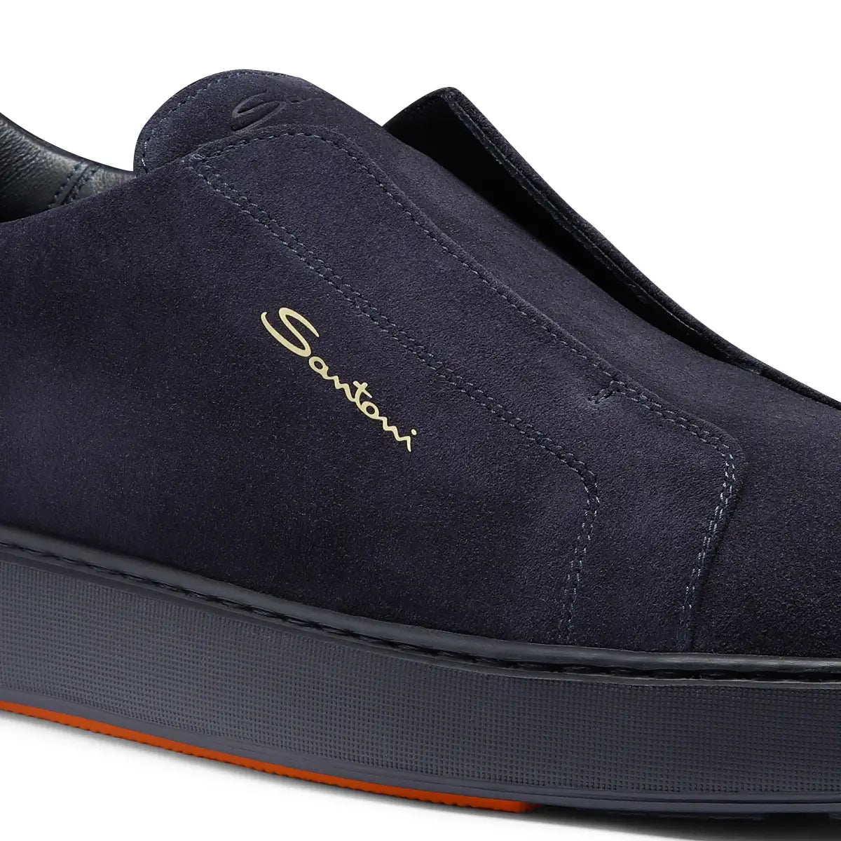 Blue Suede Leather Slip On Sneakers