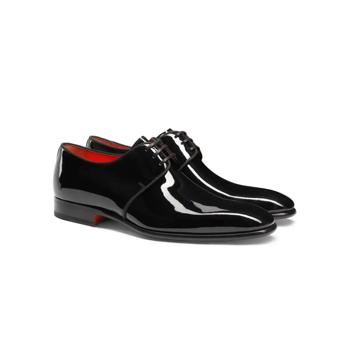 schwarze derby-schuhe lackleder