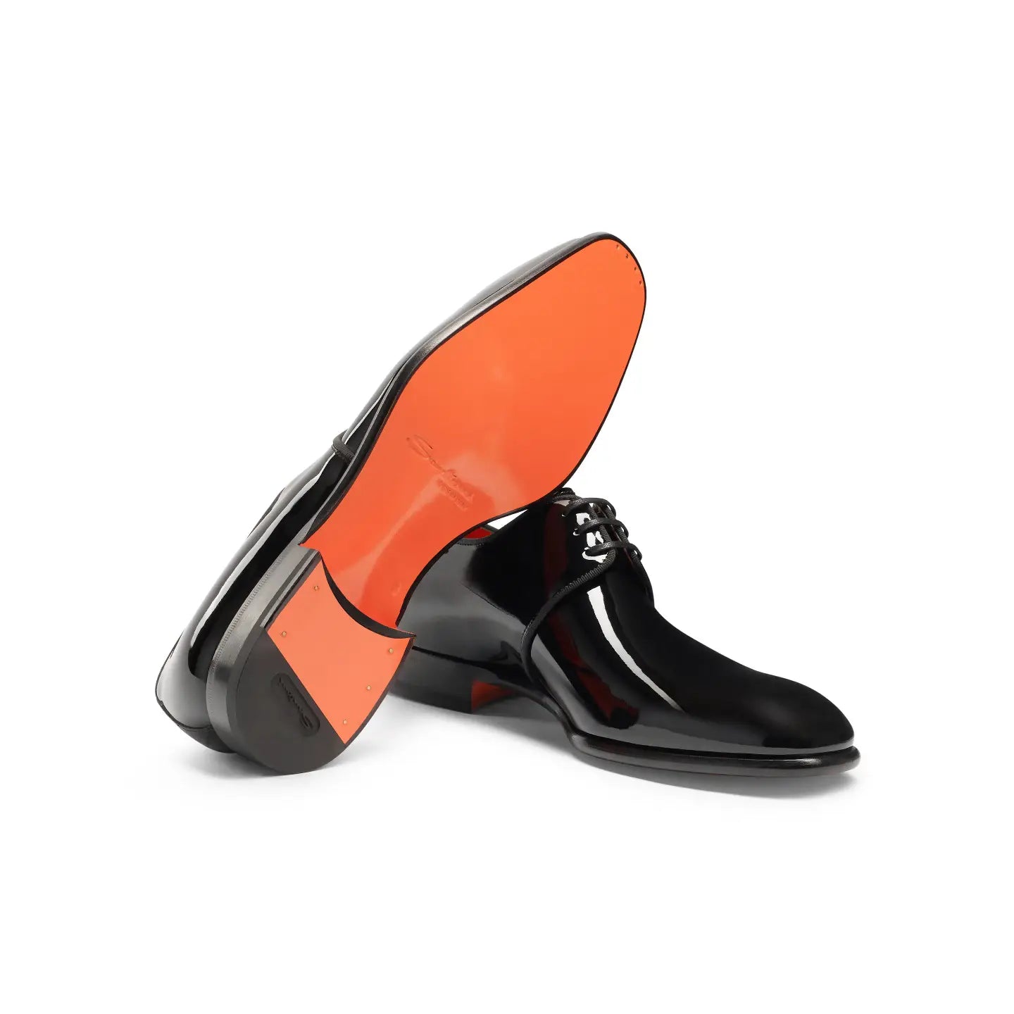santoni black patent leather Derby shoes