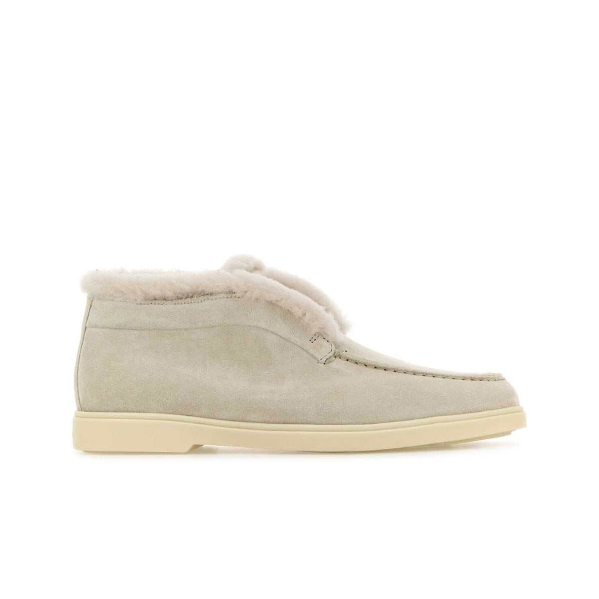 light grey suede fur desert boots