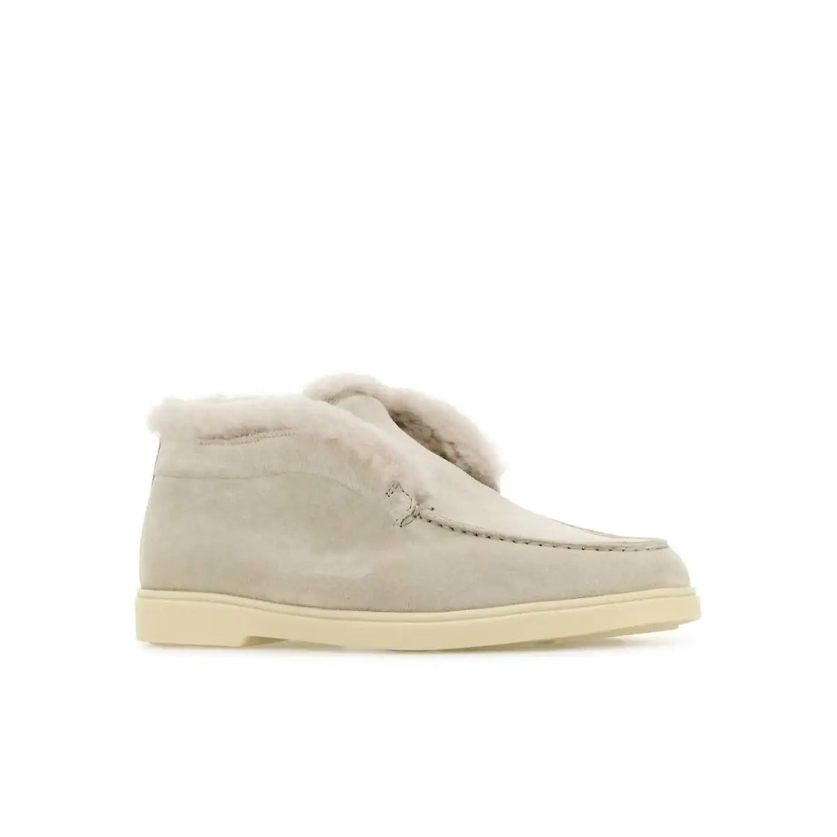 light grey suede fur desert boots