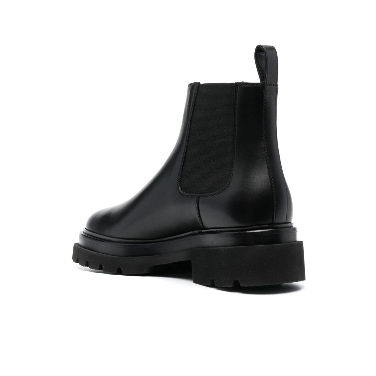 black round-toe leather boots