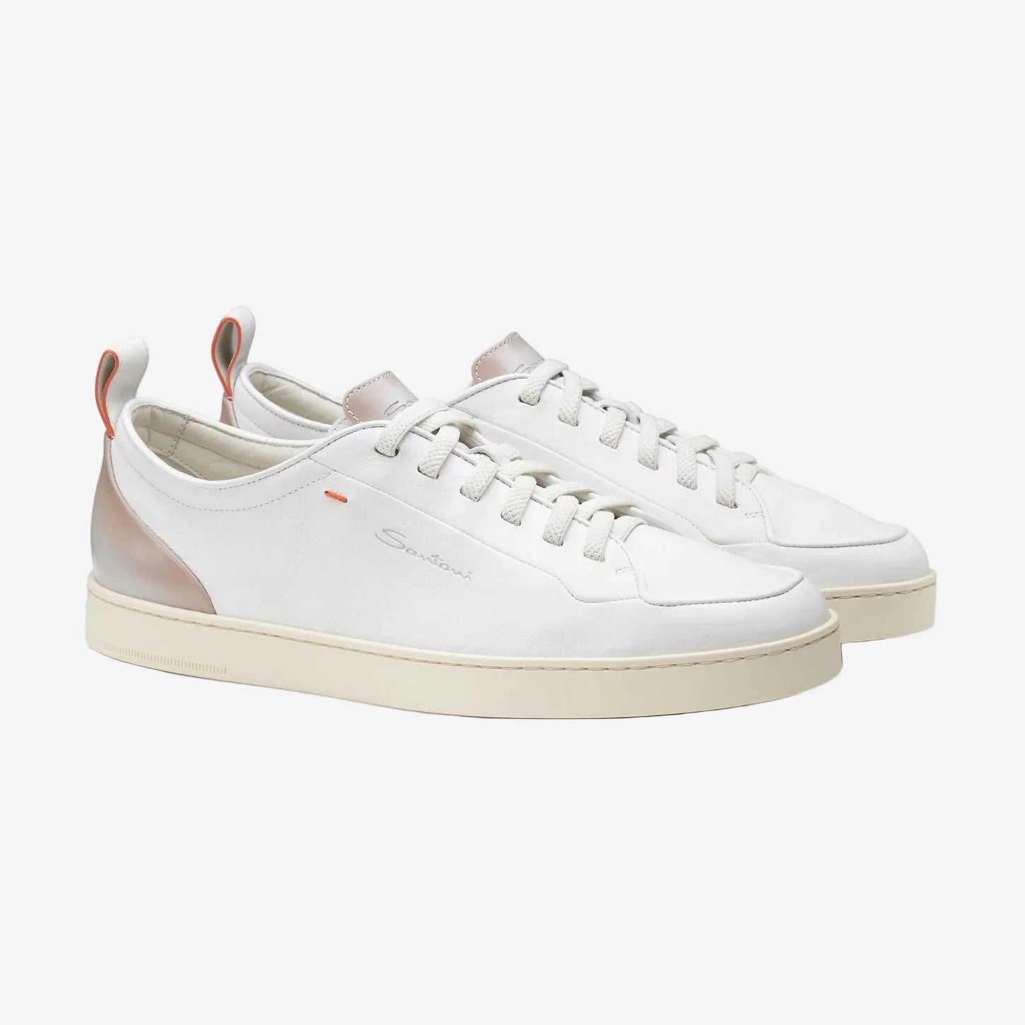 White Leather Santoni Off-duty Sneaker