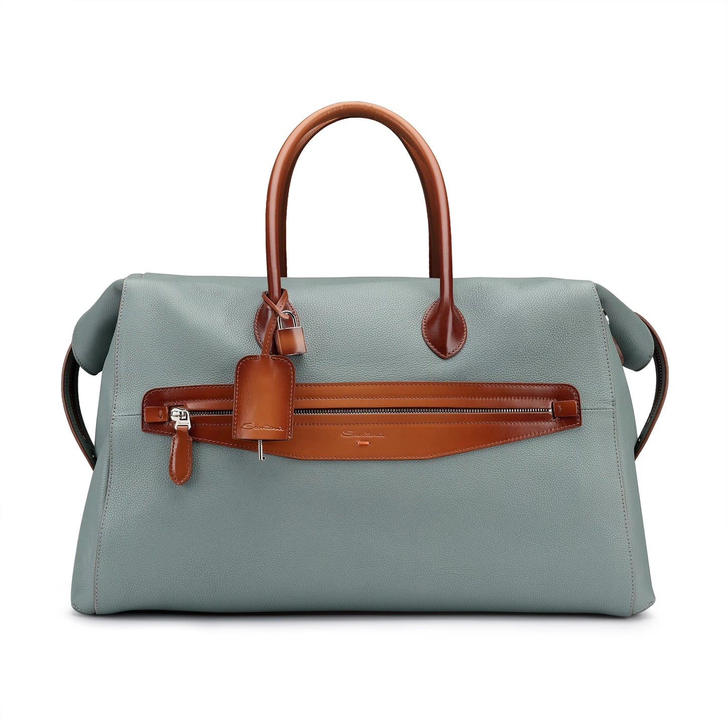 Sac de voyage cuir grainé bleu clair