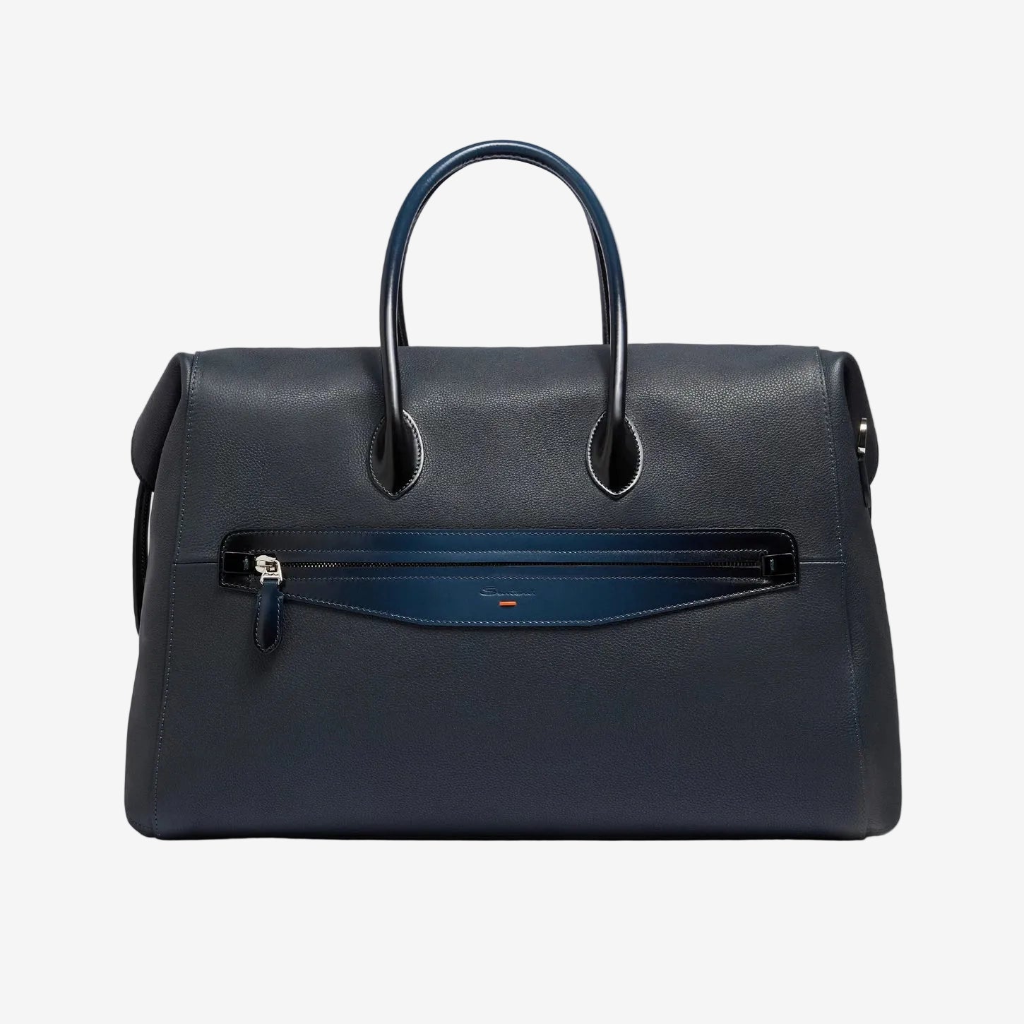 Blue tumbled leather weekend bag