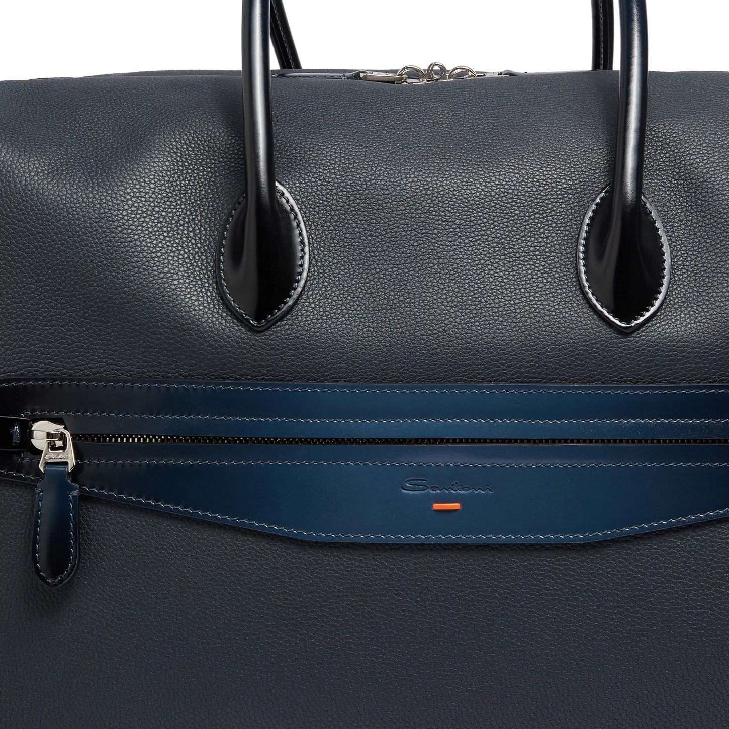 Blue tumbled leather weekend bag
