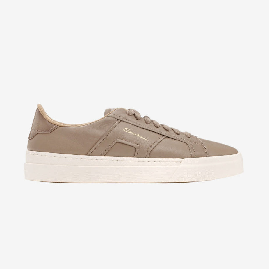 Sneakers de piel beige forro de lana