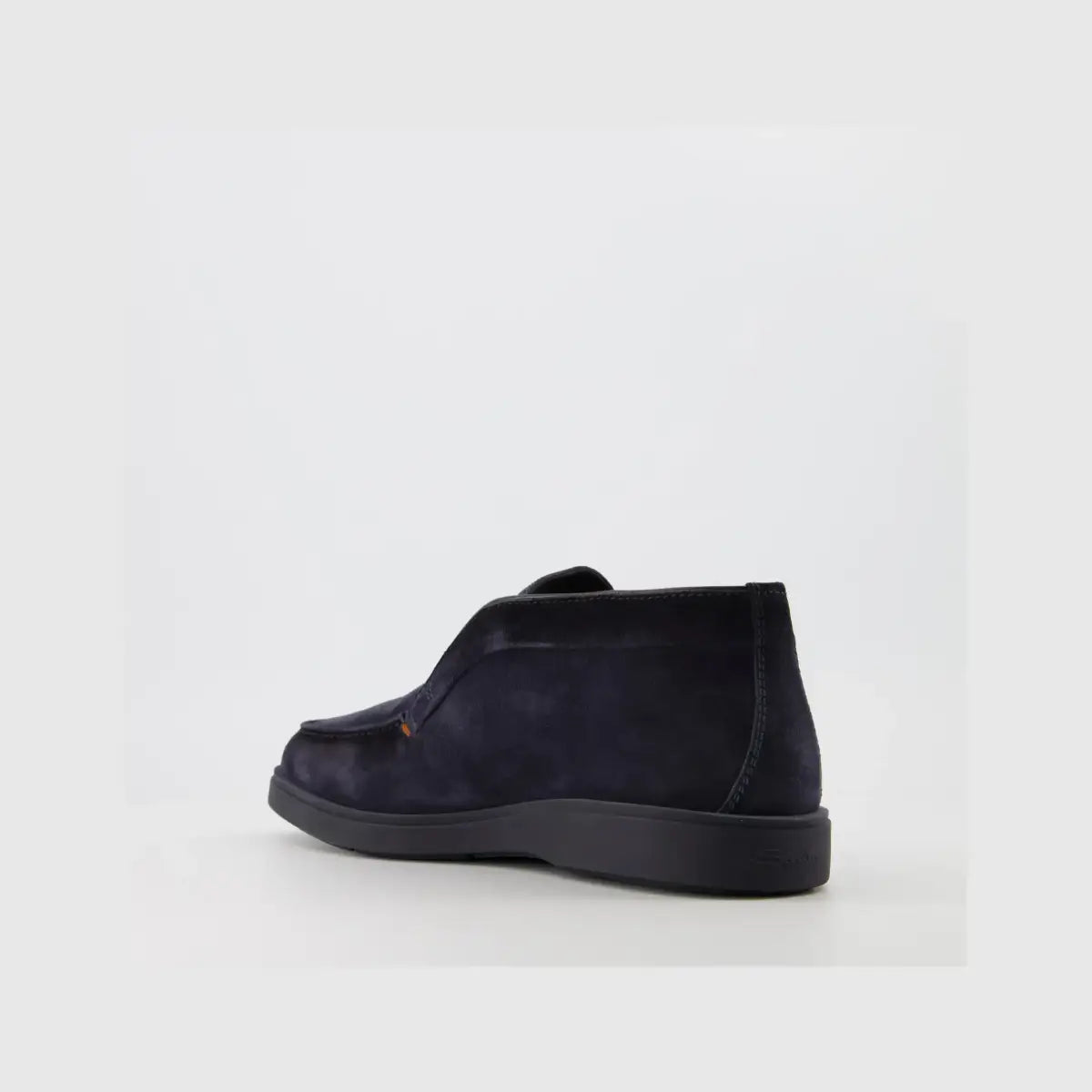 Dark blue suede shearling desert boots