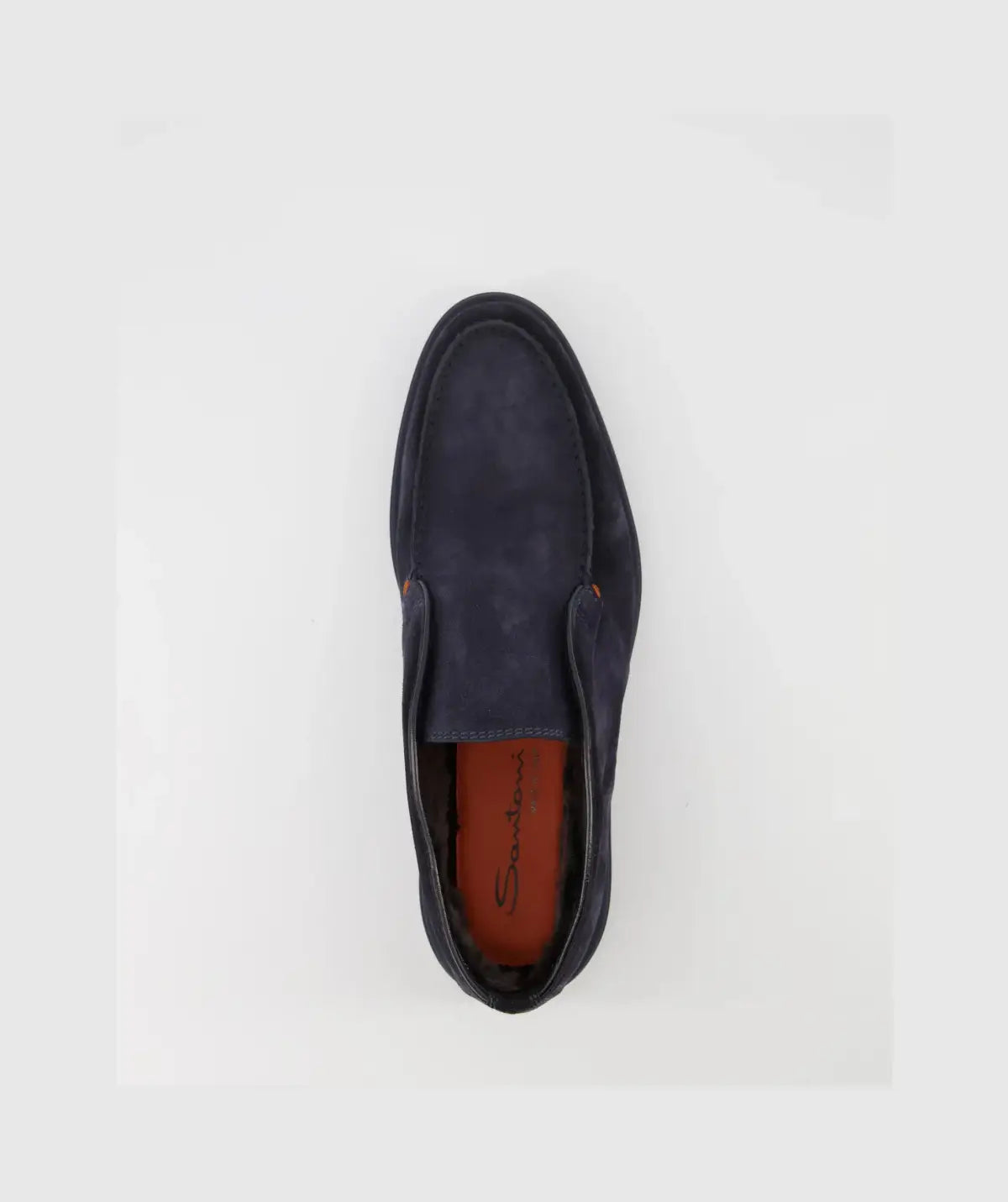 Dark blue suede shearling desert boots