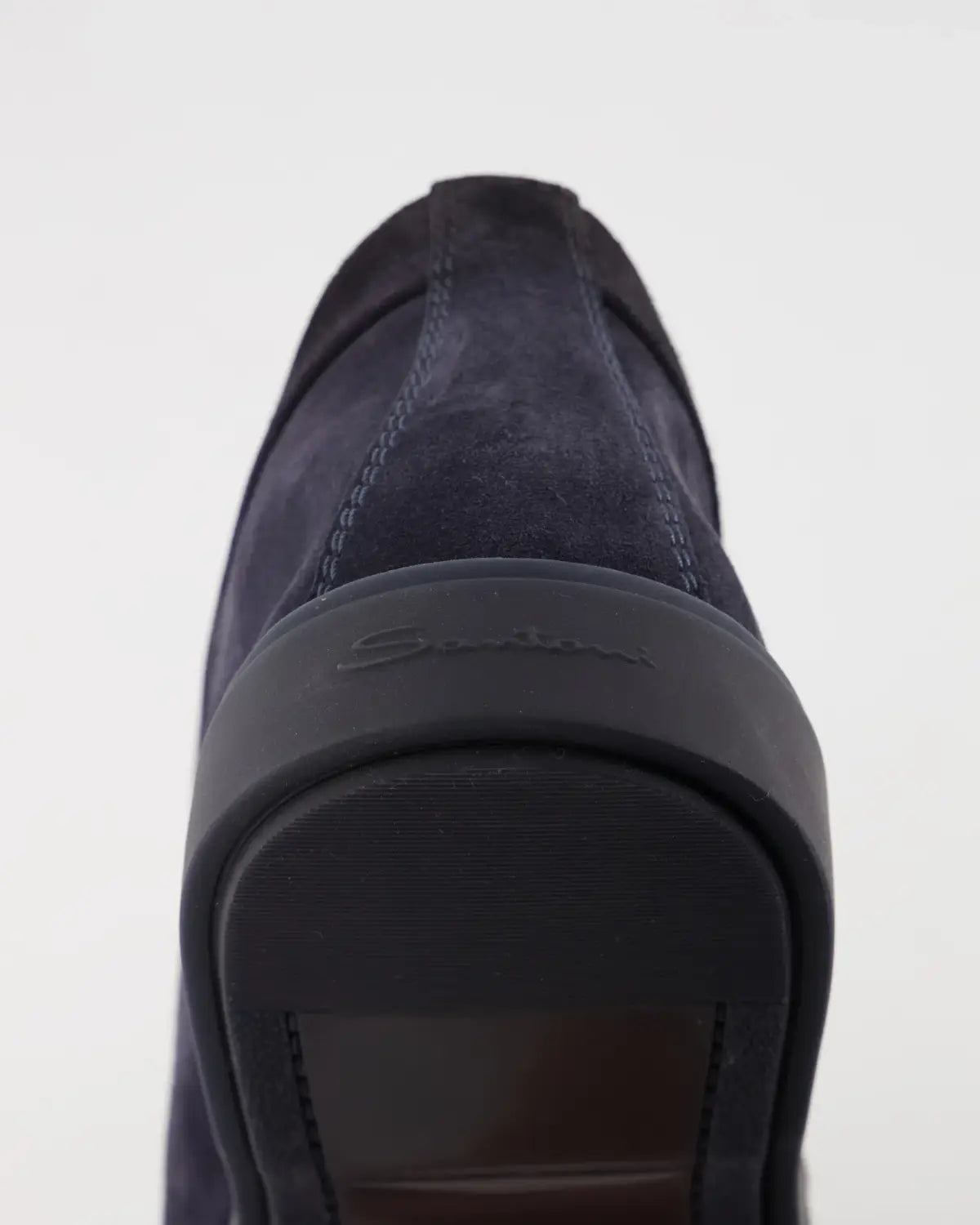 Dark blue suede shearling desert boots